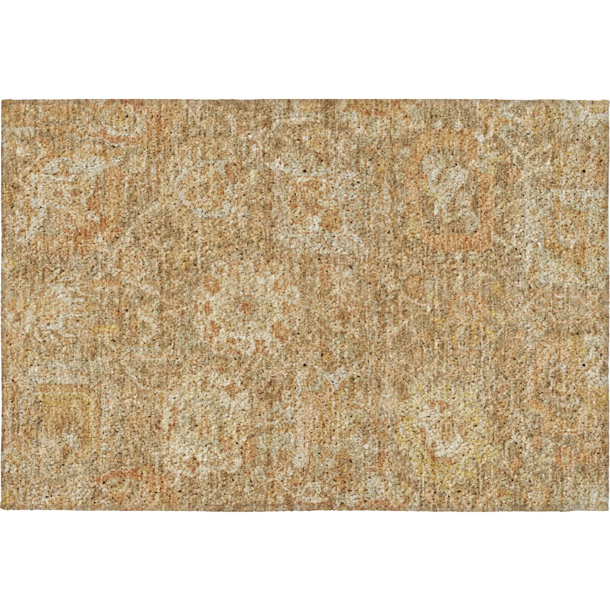 Luxury Washable Indoor/Outdoor Traditional TB10 Khaki Brown Rug 1'8" x 2'6" #shape_Rectangle