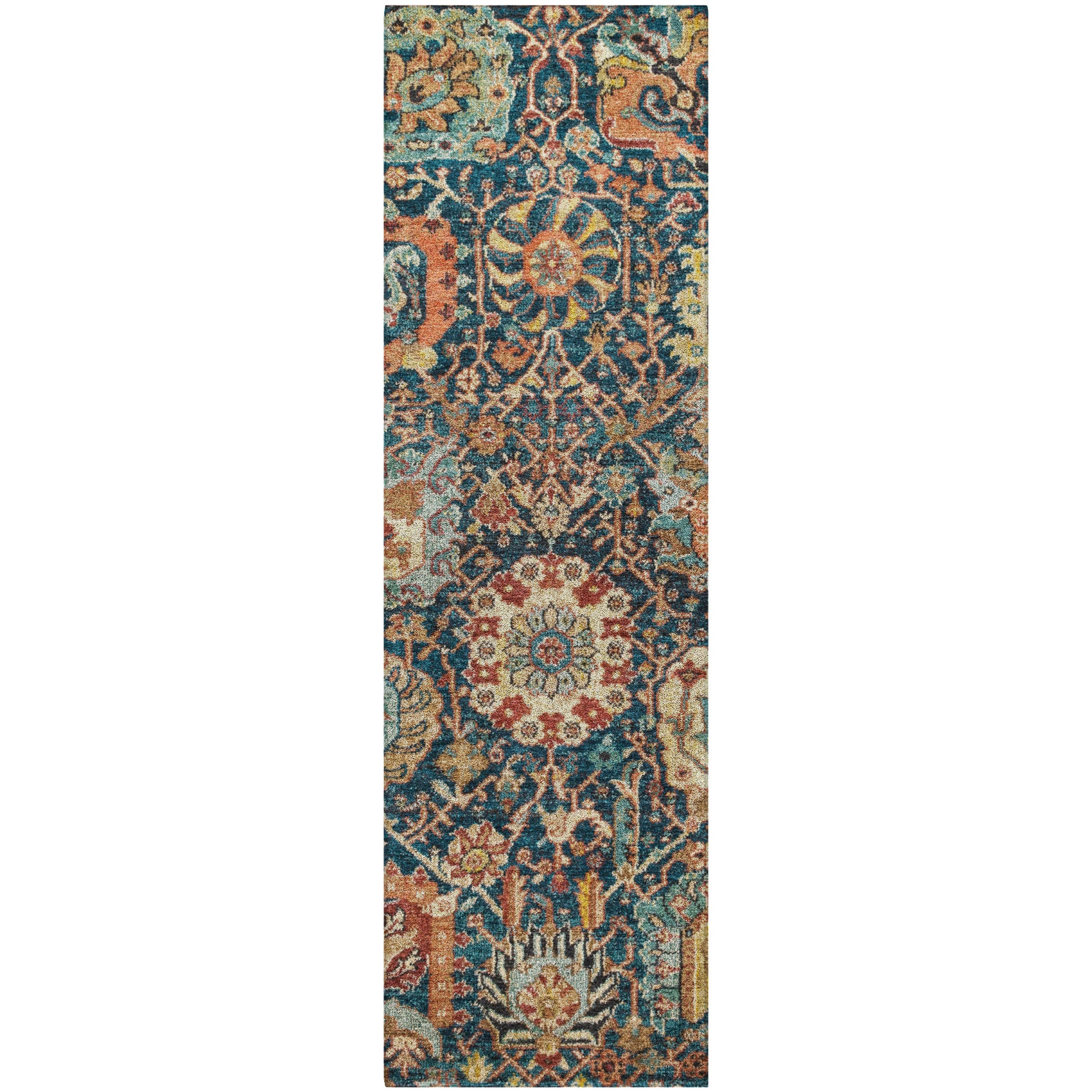 Luxury Washable Indoor/Outdoor Traditional TB10 Navy Blue Rug 2'3" x 7'6" #shape_Runner