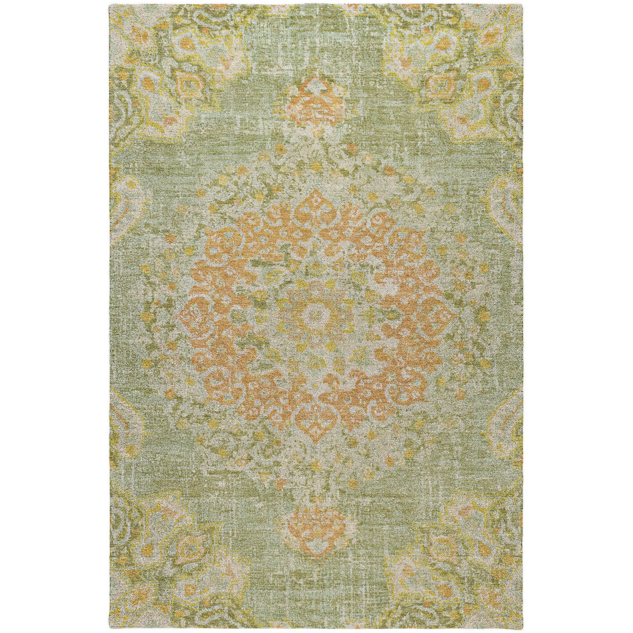 Luxury Washable Indoor/Outdoor Traditional TB11 Aloe Green Rug 2'6" x 3'10" #shape_Rectangle
