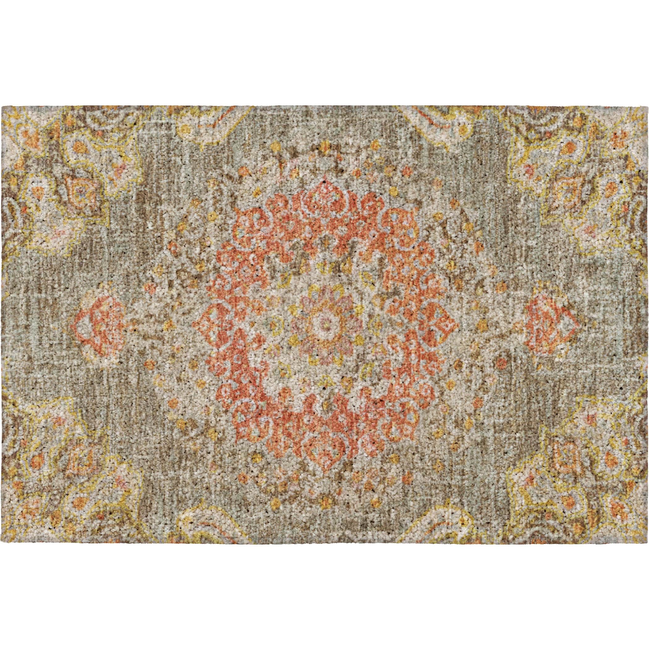 Luxury Washable Indoor/Outdoor Traditional TB11 Brown Rug 1'8" x 2'6" #shape_Rectangle