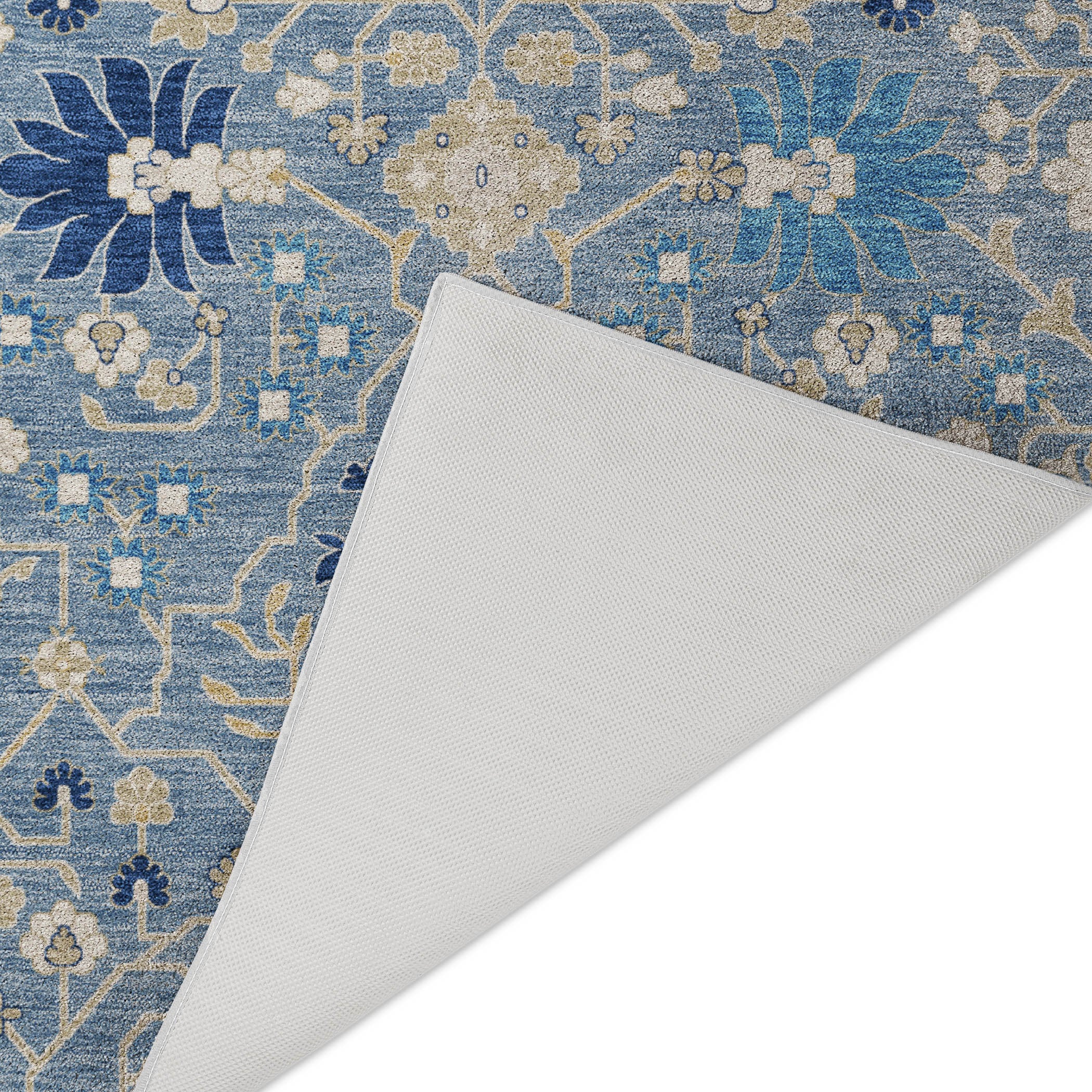 Luxury Washable Indoor/Outdoor Traditional TB12 Denim Blue Rug 1'8" x 2'6" #shape_Rectangle