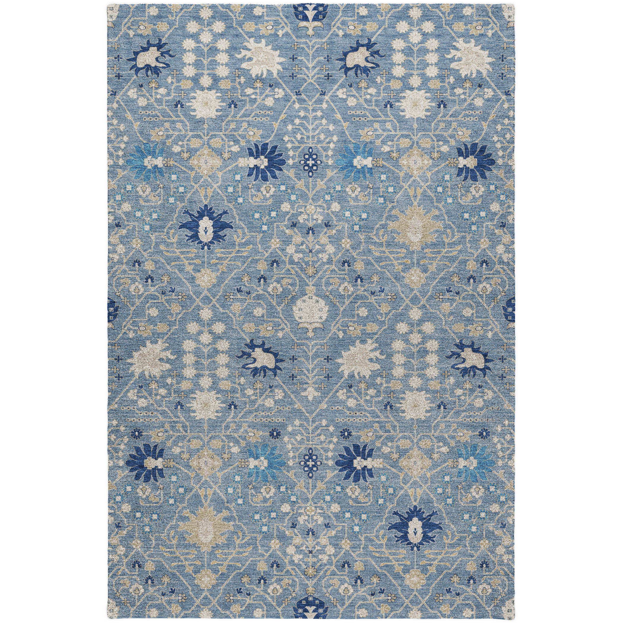 Luxury Washable Indoor/Outdoor Traditional TB12 Denim Blue Rug 2'6" x 3'10" #shape_Rectangle