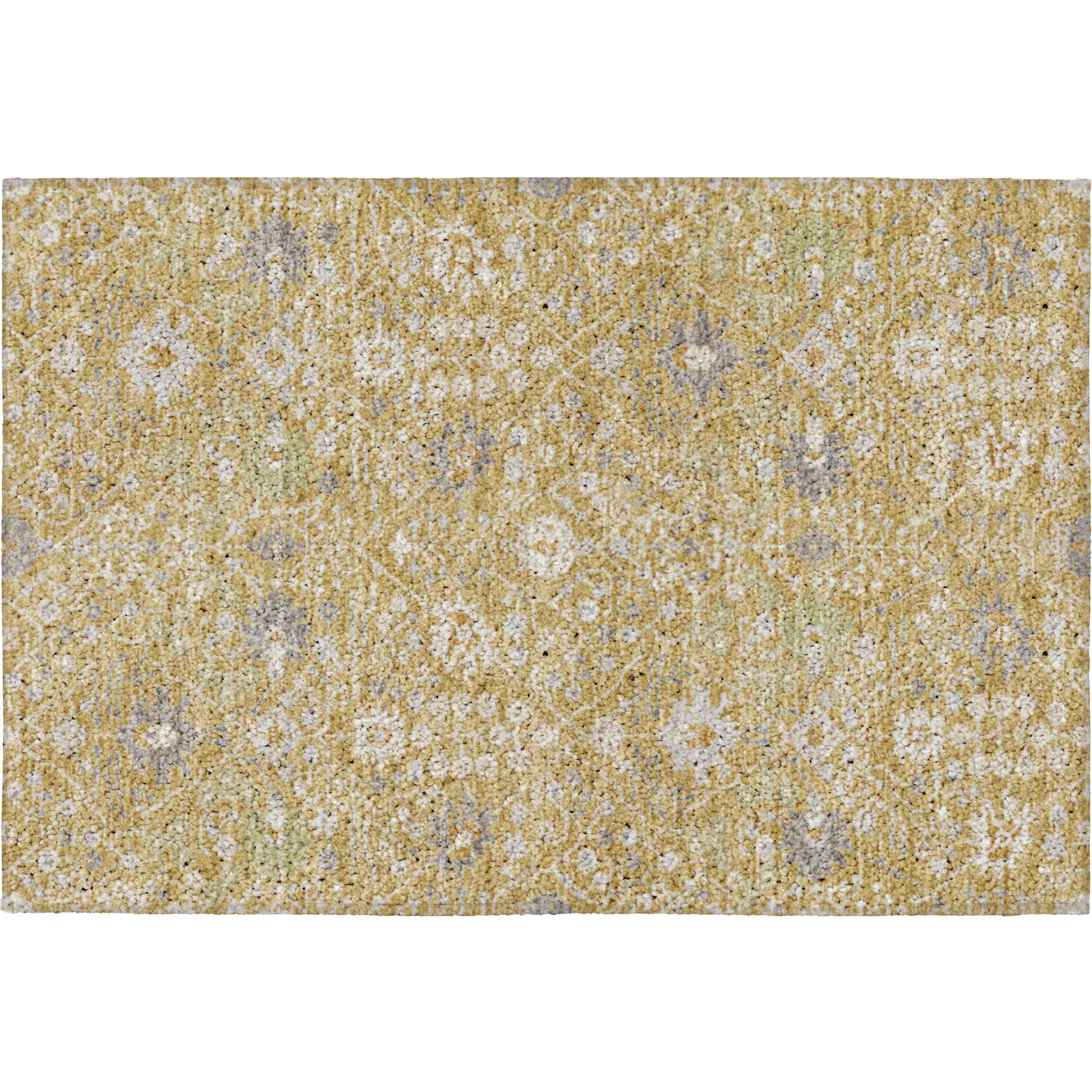 Luxury Washable Indoor/Outdoor Traditional TB12 Gold Rug 1'8" x 2'6" #shape_Rectangle