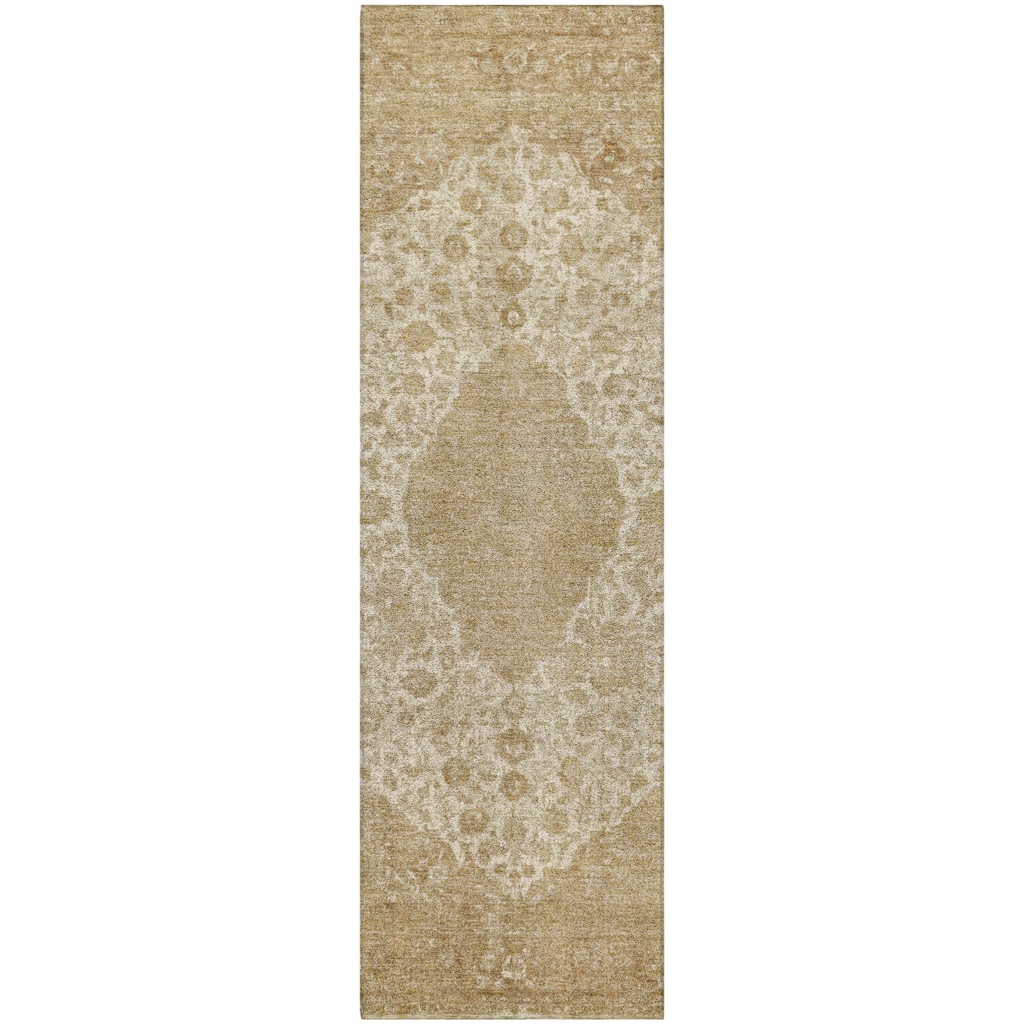Luxury Washable Indoor/Outdoor Traditional TB13 Beige Brown Rug 2'3" x 7'6" #shape_Runner