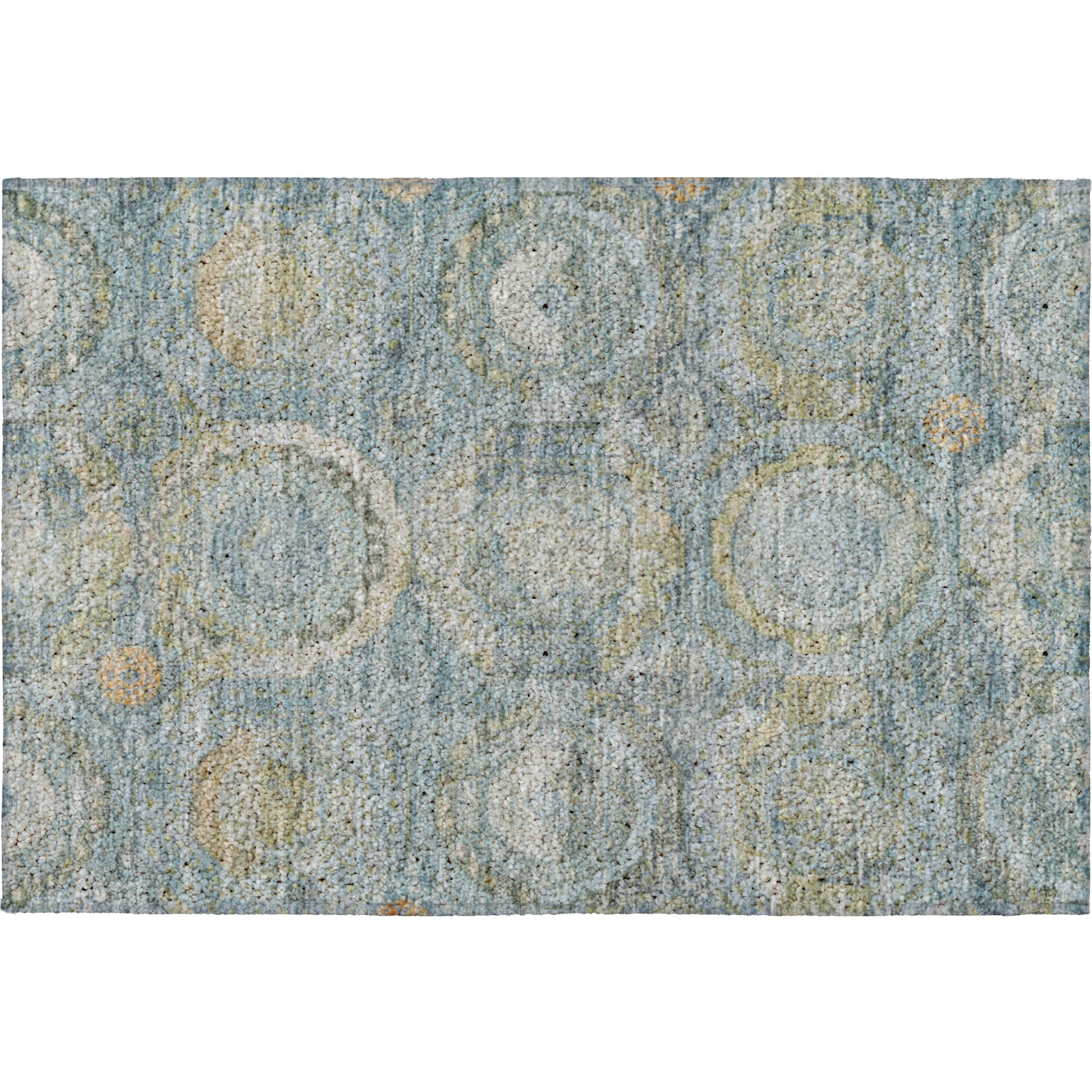 Luxury Washable Indoor/Outdoor Traditional TB14 Blue Rug 1'8" x 2'6" #shape_Rectangle