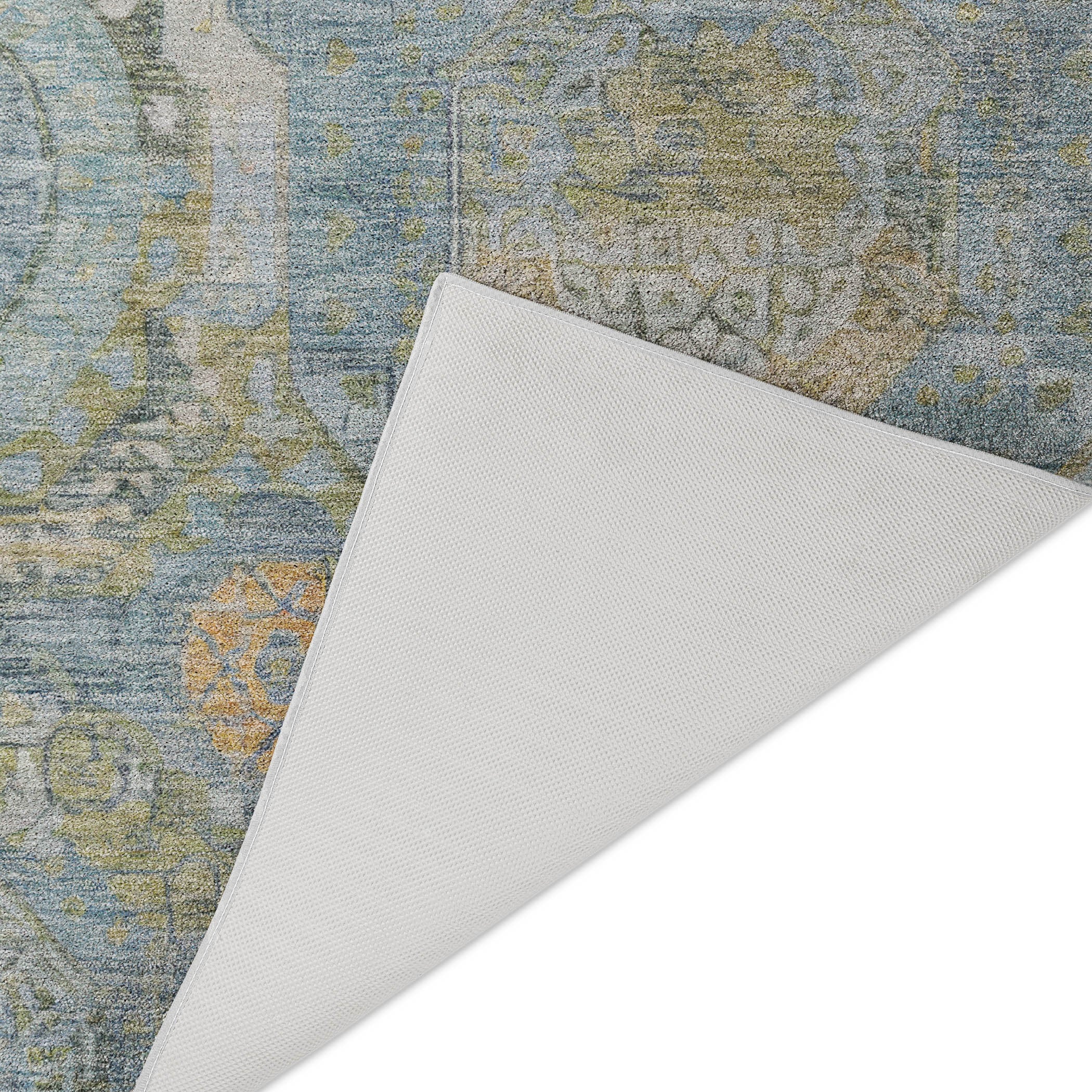 Luxury Washable Indoor/Outdoor Traditional TB14 Blue Rug 1'8" x 2'6" #shape_Rectangle