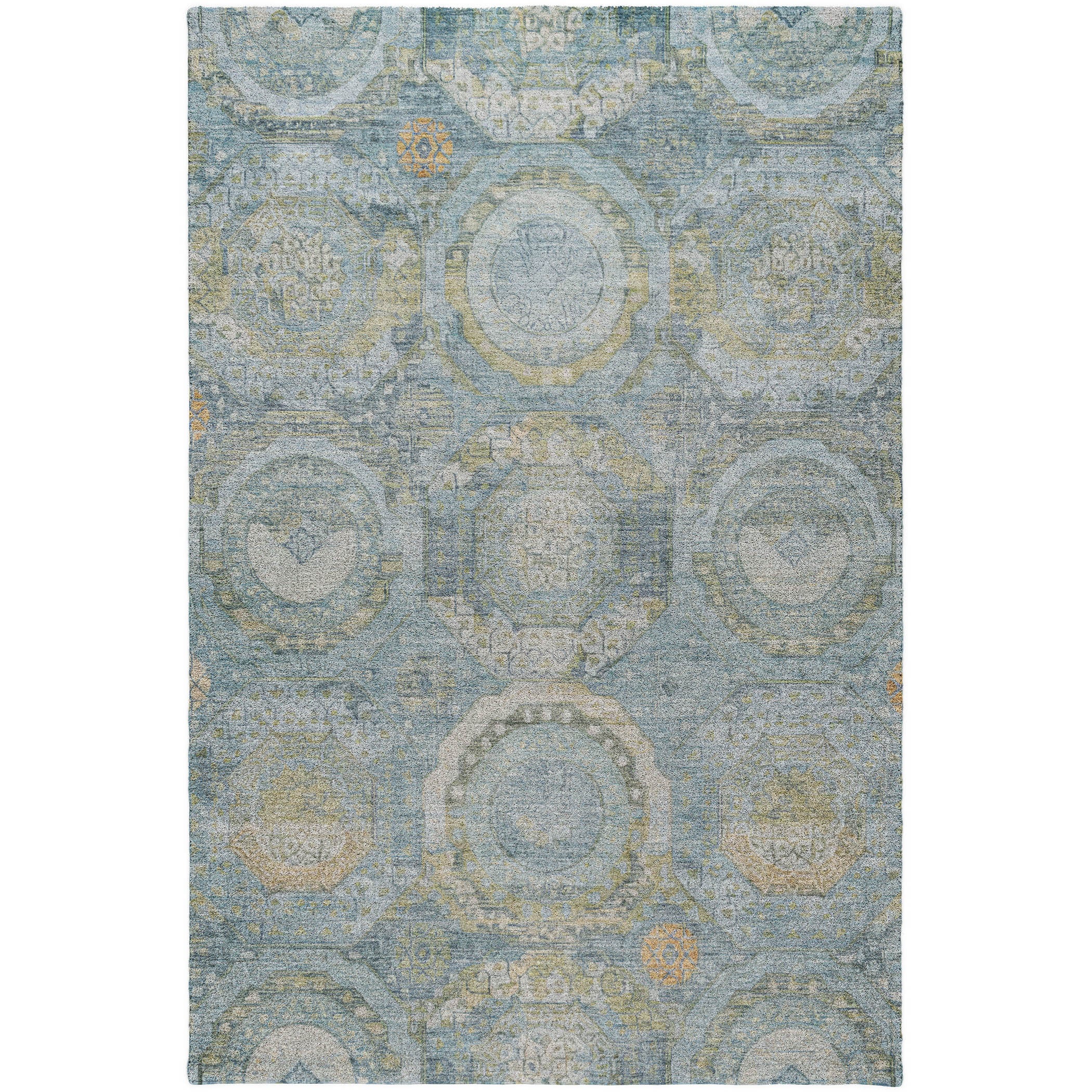 Luxury Washable Indoor/Outdoor Traditional TB14 Blue Rug 2'6" x 3'10" #shape_Rectangle