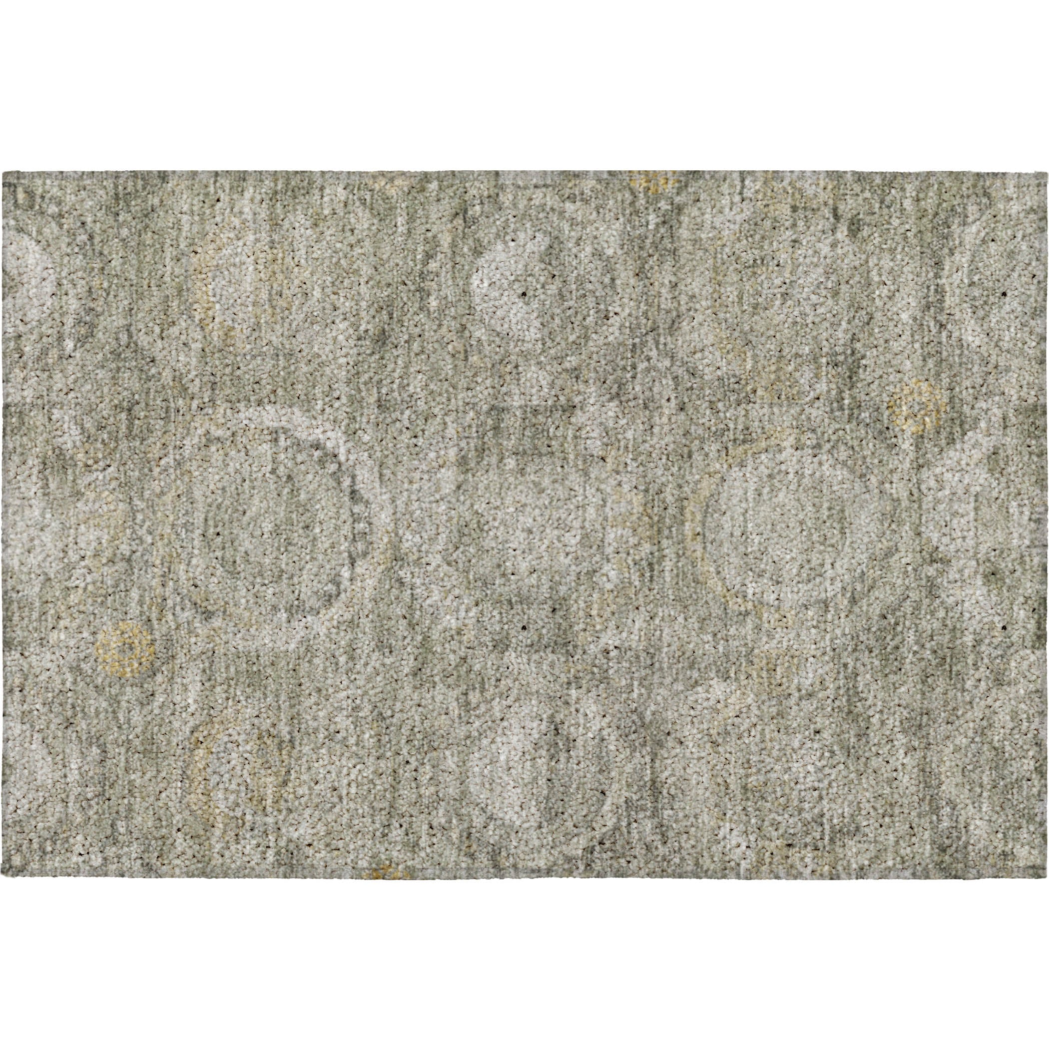 Luxury Washable Indoor/Outdoor Traditional TB14 Pewter Gray Rug 1'8" x 2'6" #shape_Rectangle