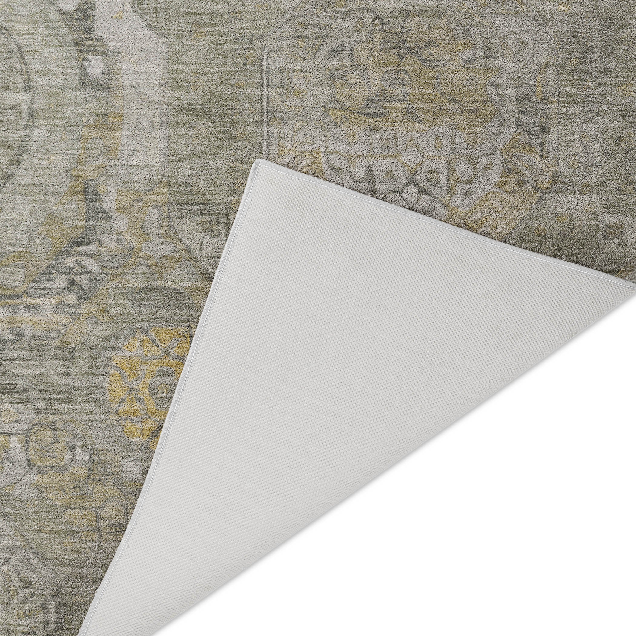 Luxury Washable Indoor/Outdoor Traditional TB14 Pewter Gray Rug 1'8" x 2'6" #shape_Rectangle