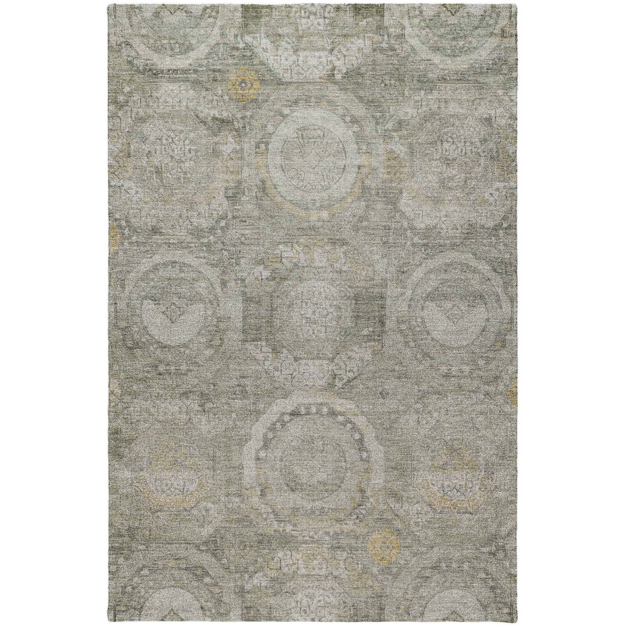 Luxury Washable Indoor/Outdoor Traditional TB14 Pewter Gray Rug 2'6" x 3'10" #shape_Rectangle