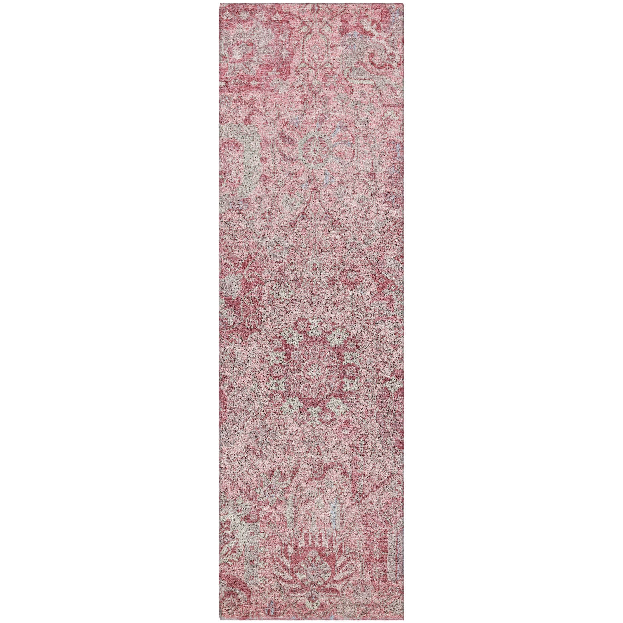 Luxury Washable Indoor/Outdoor Traditional TB15 Pink Rug 2'3" x 7'6" #shape_Runner