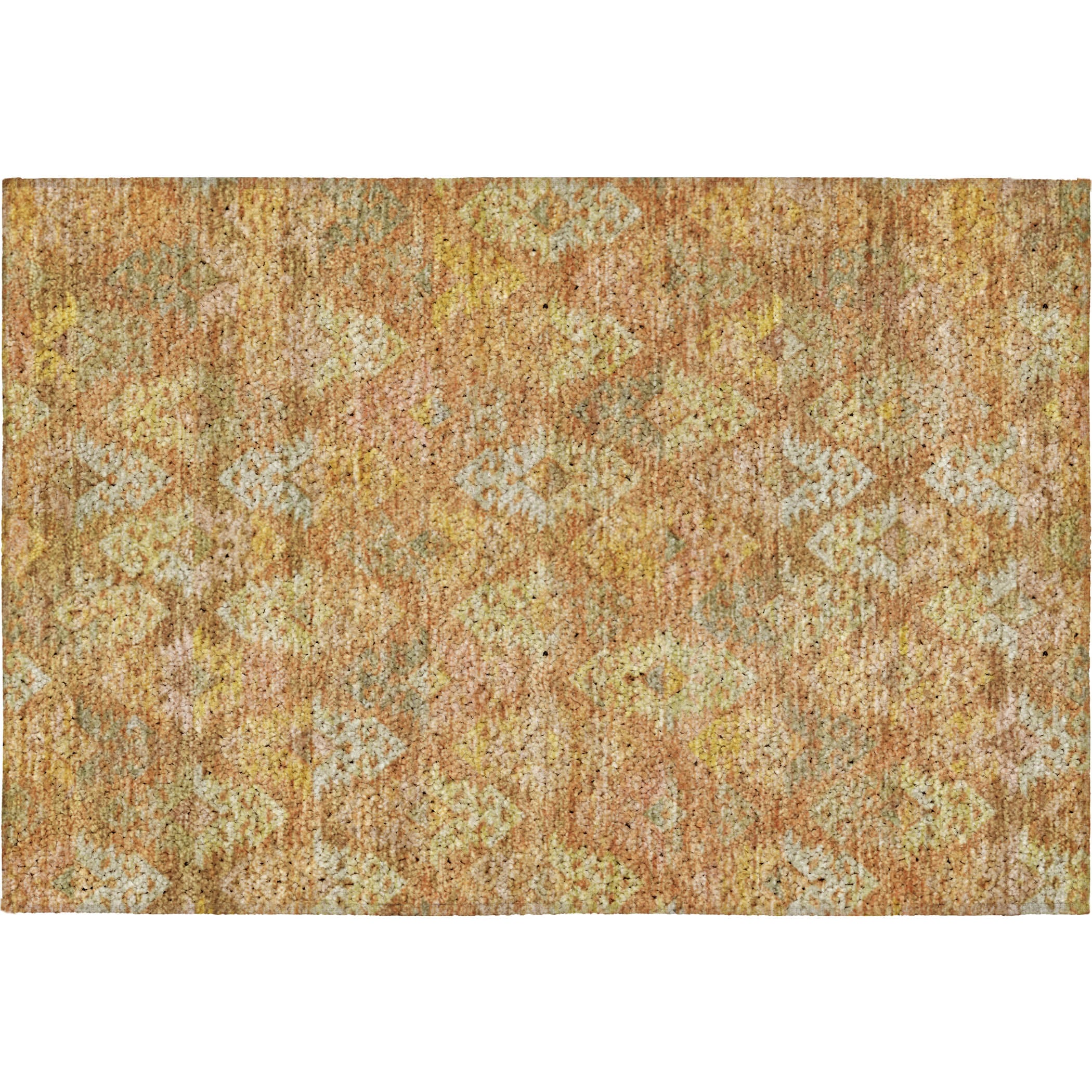 Luxury Washable Indoor/Outdoor Traditional TB2 Copper Orange Rug 1'8" x 2'6" #shape_Rectangle