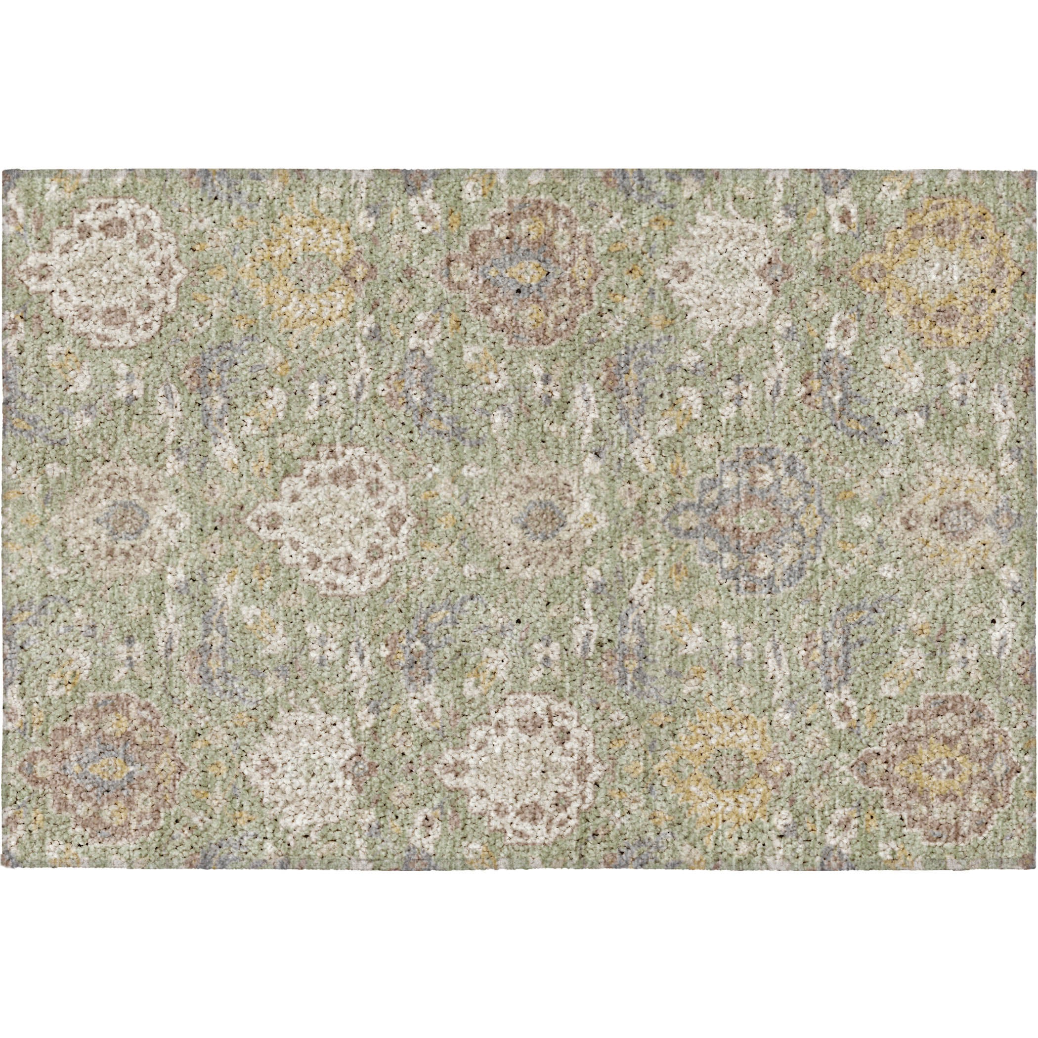 Luxury Washable Indoor/Outdoor Traditional TB4 Aloe Green Rug 1'8" x 2'6" #shape_Rectangle