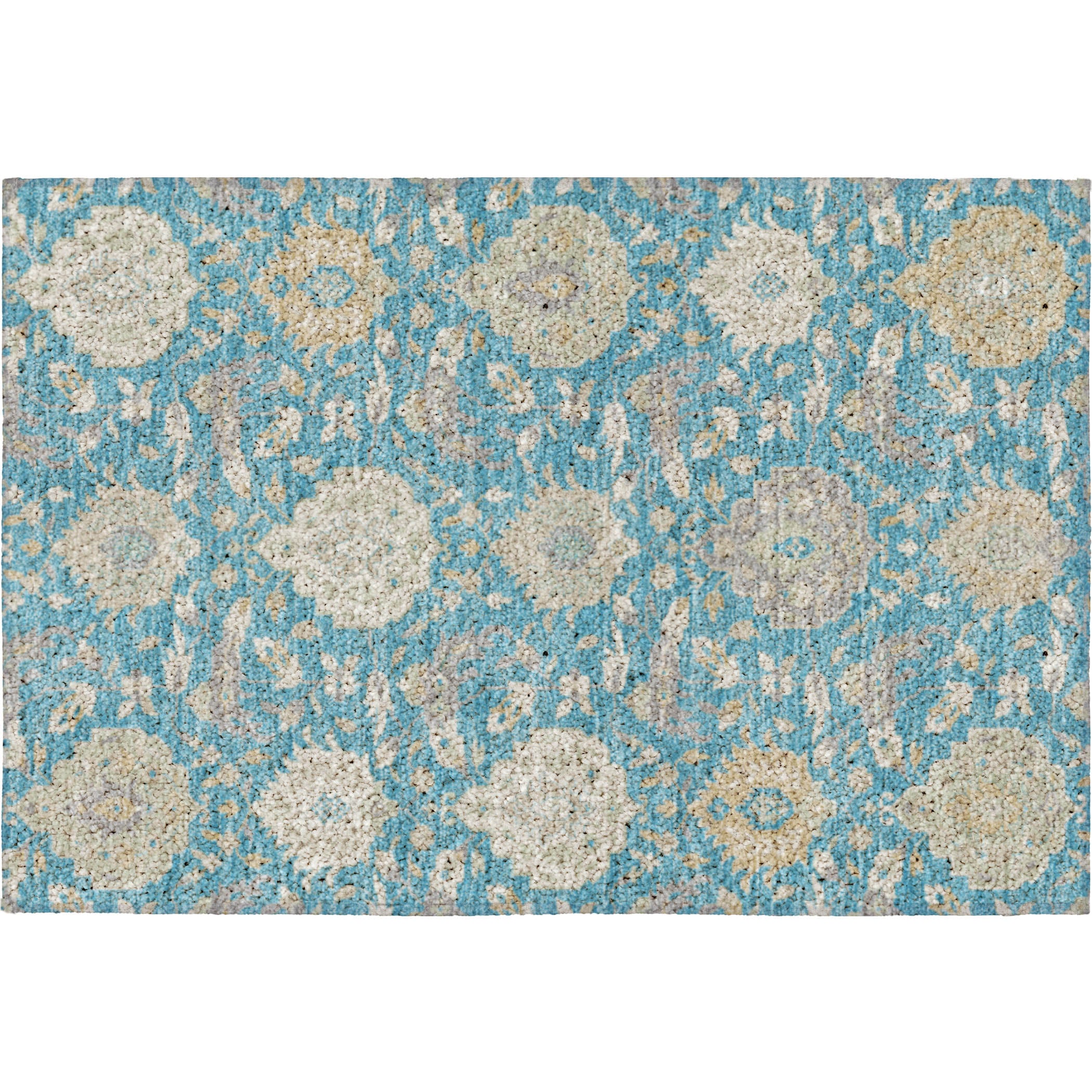 Luxury Washable Indoor/Outdoor Traditional TB4 Blue Rug 1'8" x 2'6" #shape_Rectangle