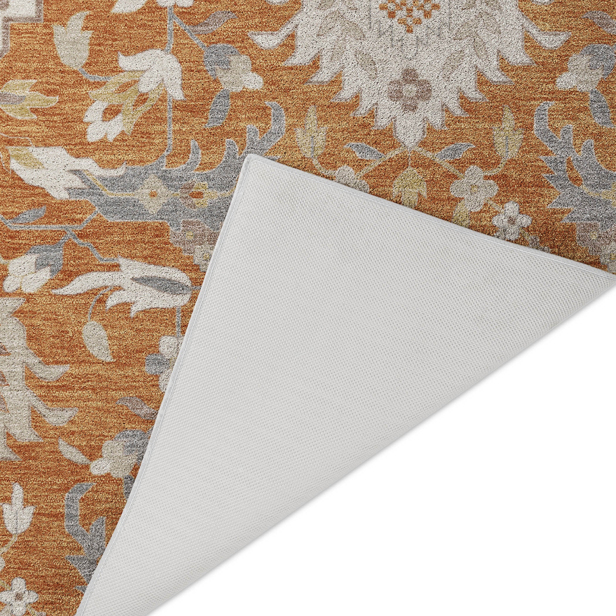 Luxury Washable Indoor/Outdoor Traditional TB4 Copper Orange Rug 1'8" x 2'6" #shape_Rectangle