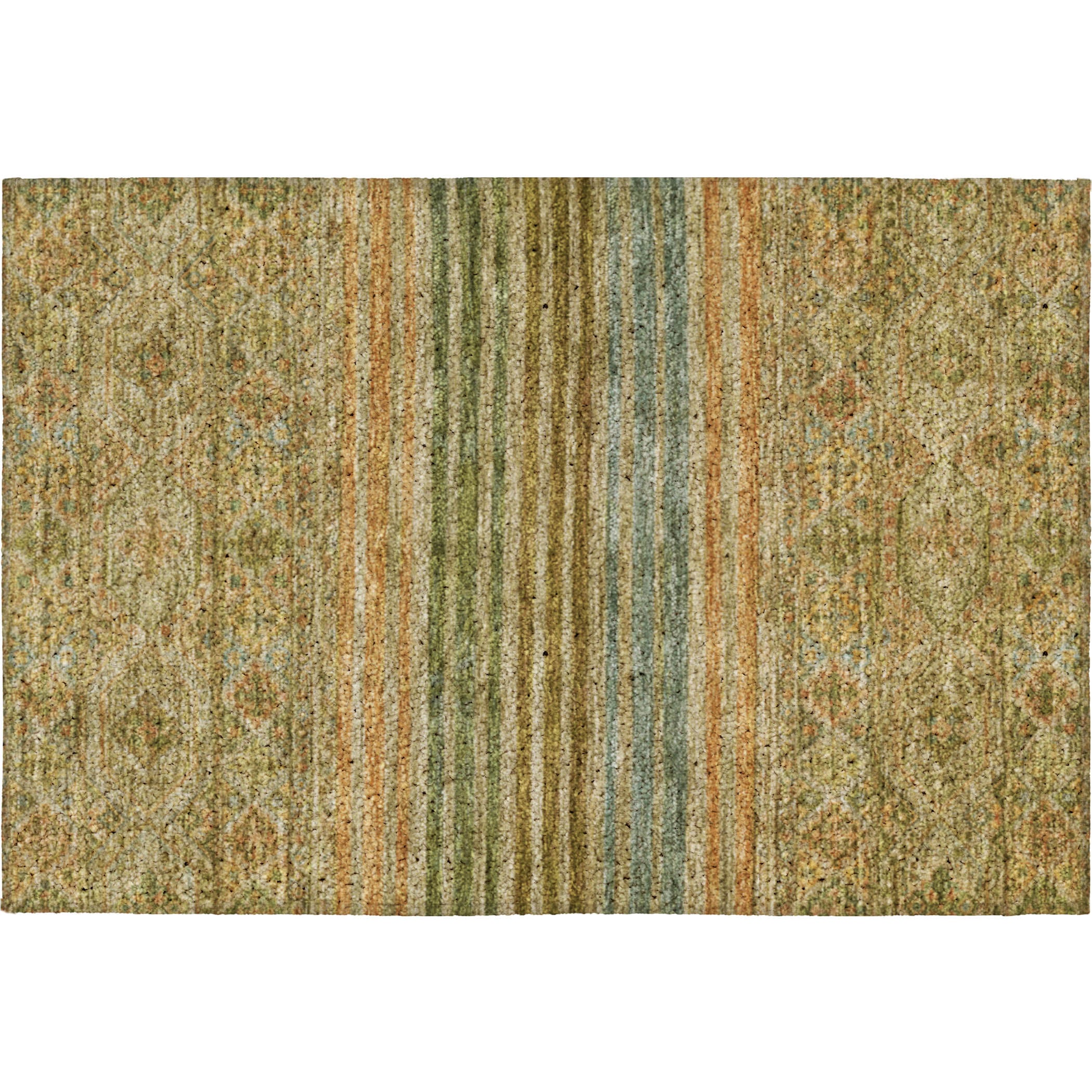 Luxury Washable Indoor/Outdoor Traditional TB7 Aloe Green Rug 1'8" x 2'6" #shape_Rectangle