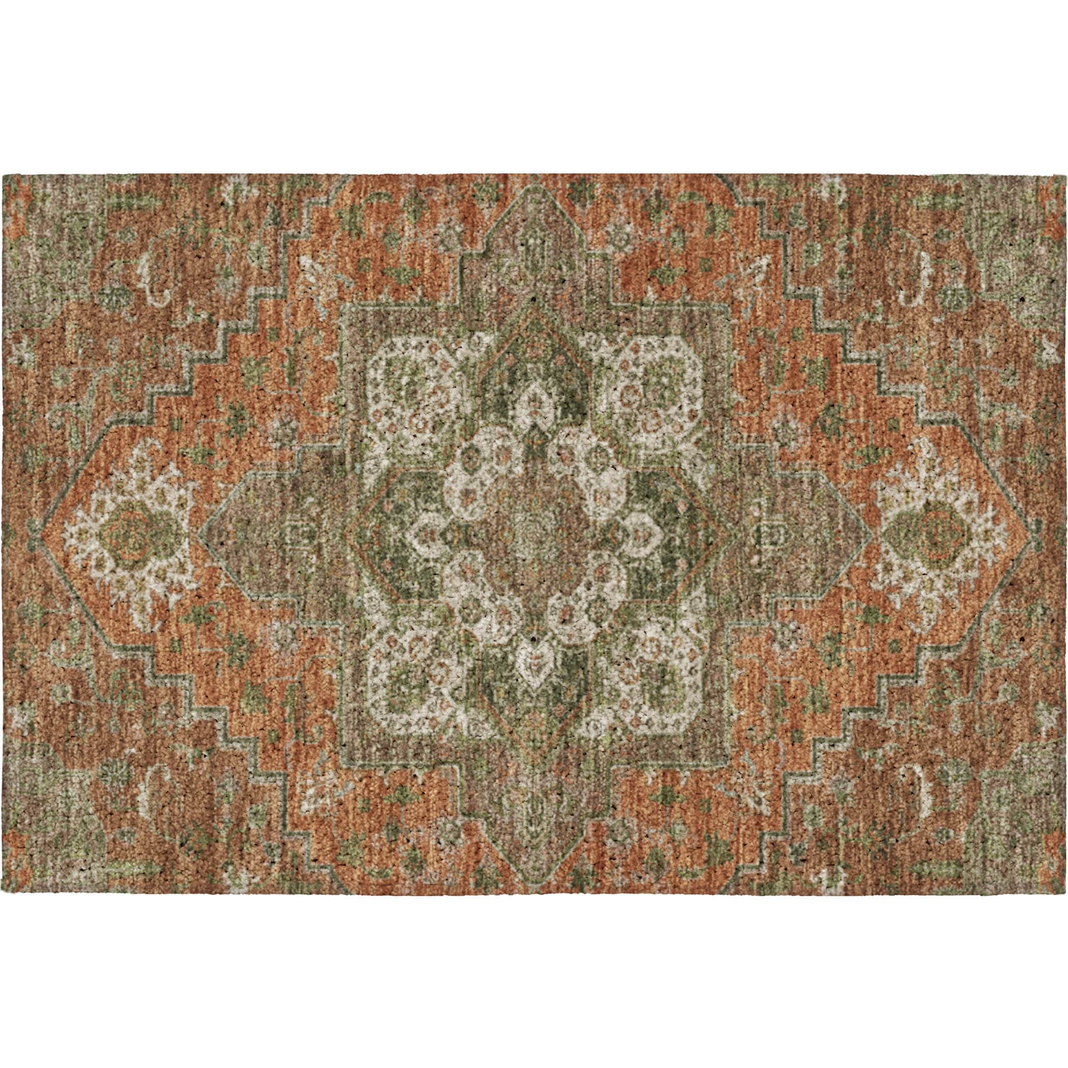Luxury Washable Indoor/Outdoor Traditional TB9 Rust Orange Rug 1'8" x 2'6" #shape_Rectangle