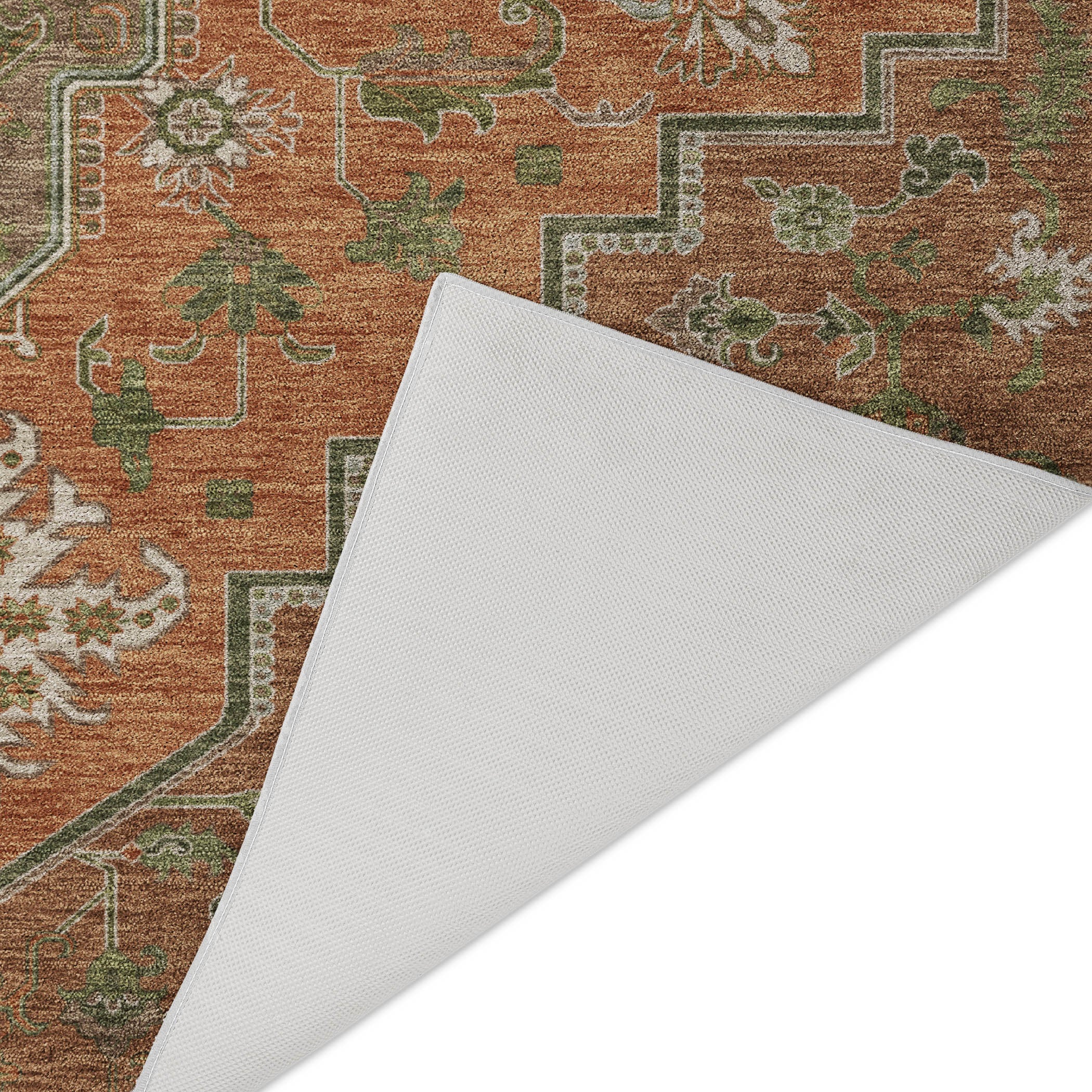 Luxury Washable Indoor/Outdoor Traditional TB9 Rust Orange Rug 1'8" x 2'6" #shape_Rectangle