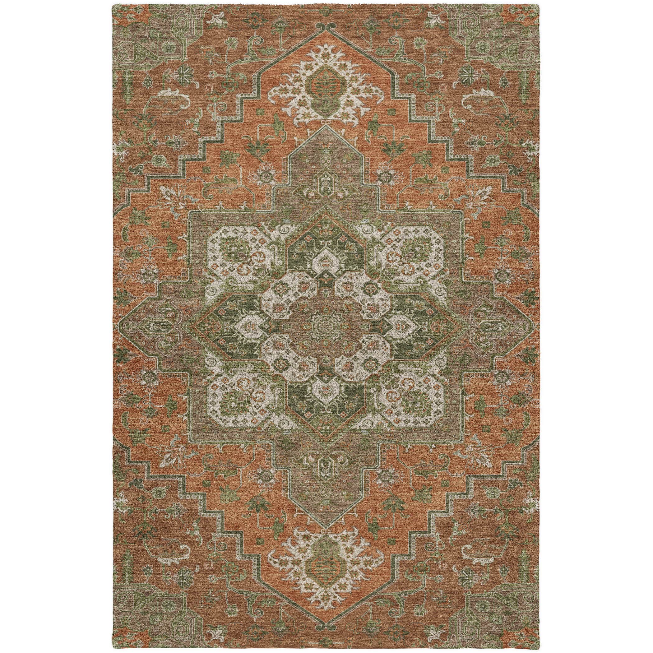 Luxury Washable Indoor/Outdoor Traditional TB9 Rust Orange Rug 2'6" x 3'10" #shape_Rectangle