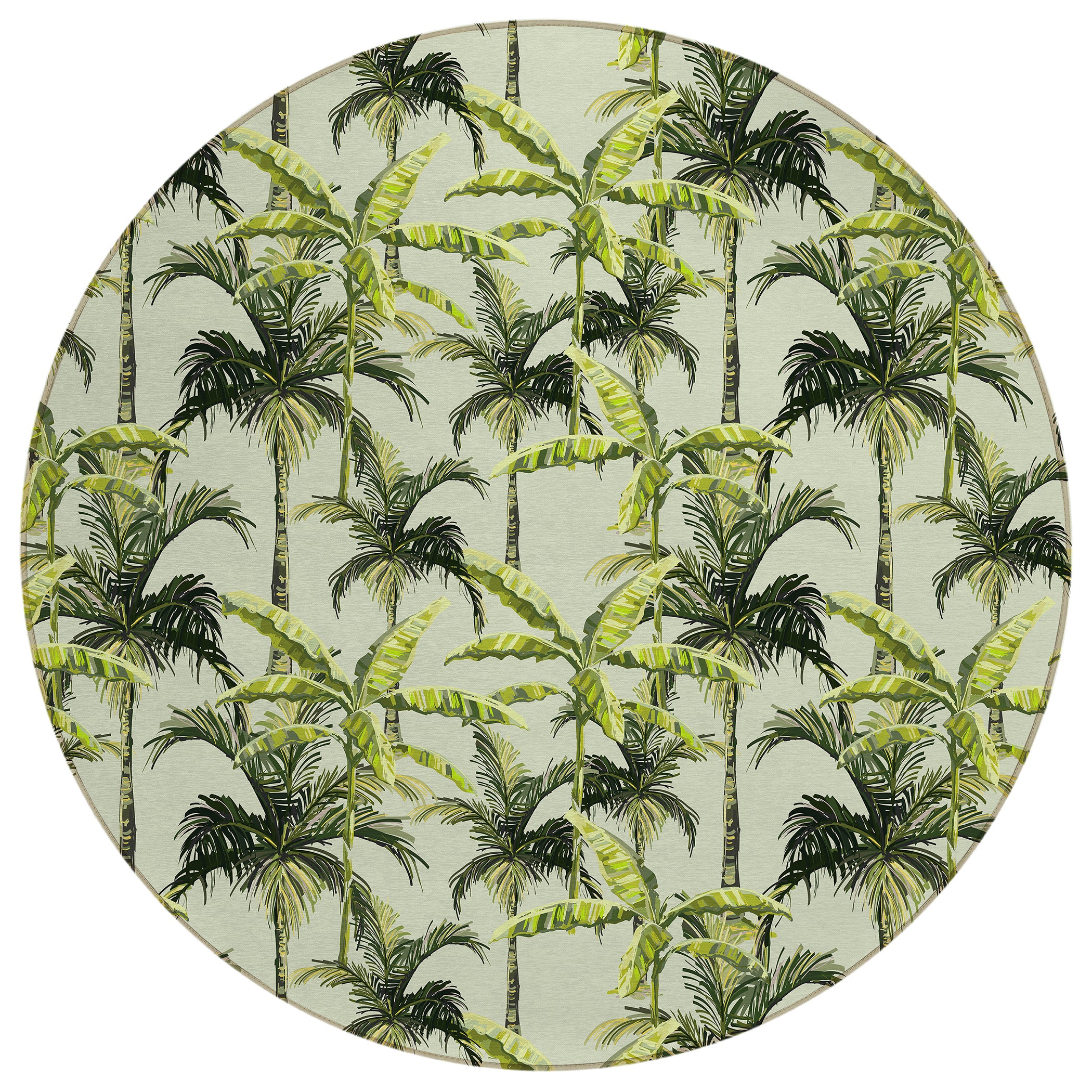 Luxury Machine Washable Indoor/Outdoor Tropical TC10 Aloe Green Rug 8' x 8' #shape_Round
