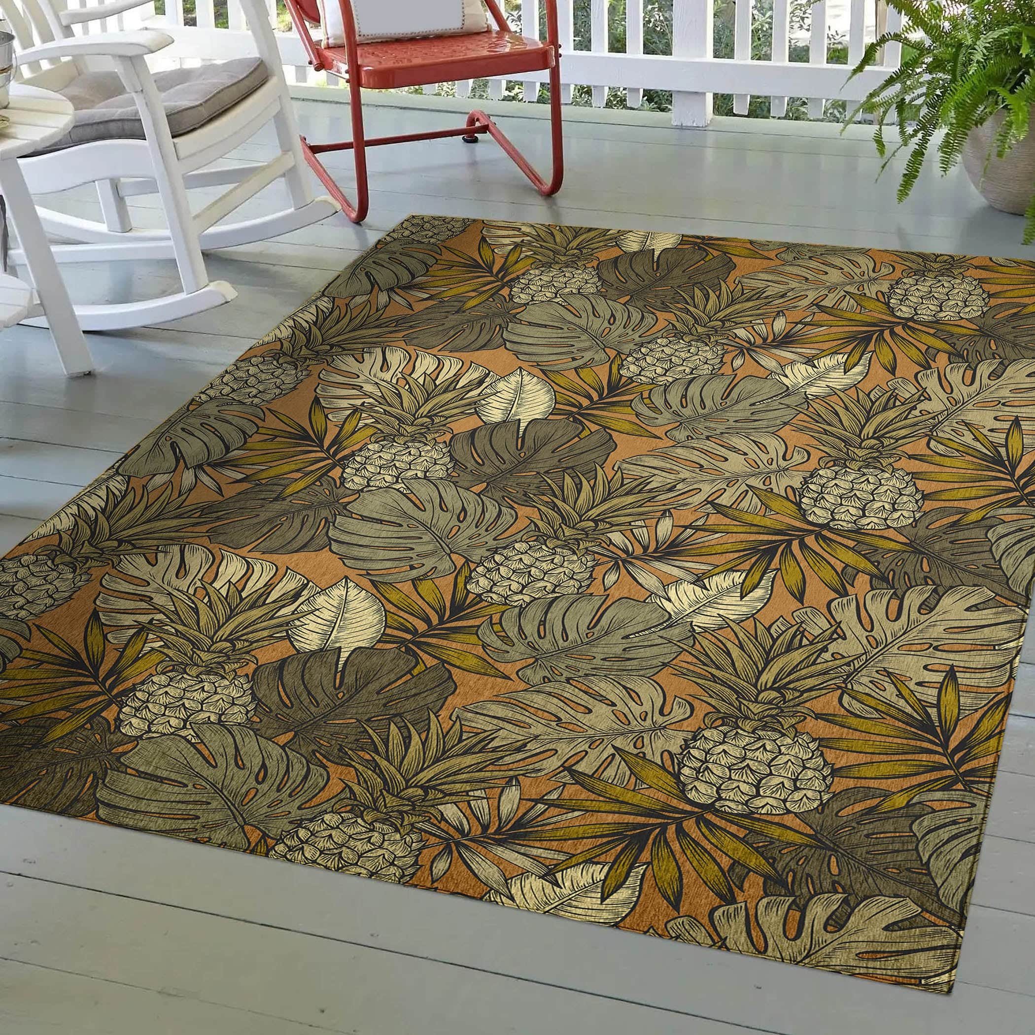 Luxury Machine Washable Indoor/Outdoor Tropical TC11 Clay Brown Rug 2'6" x 3'10" #shape_Rectangle