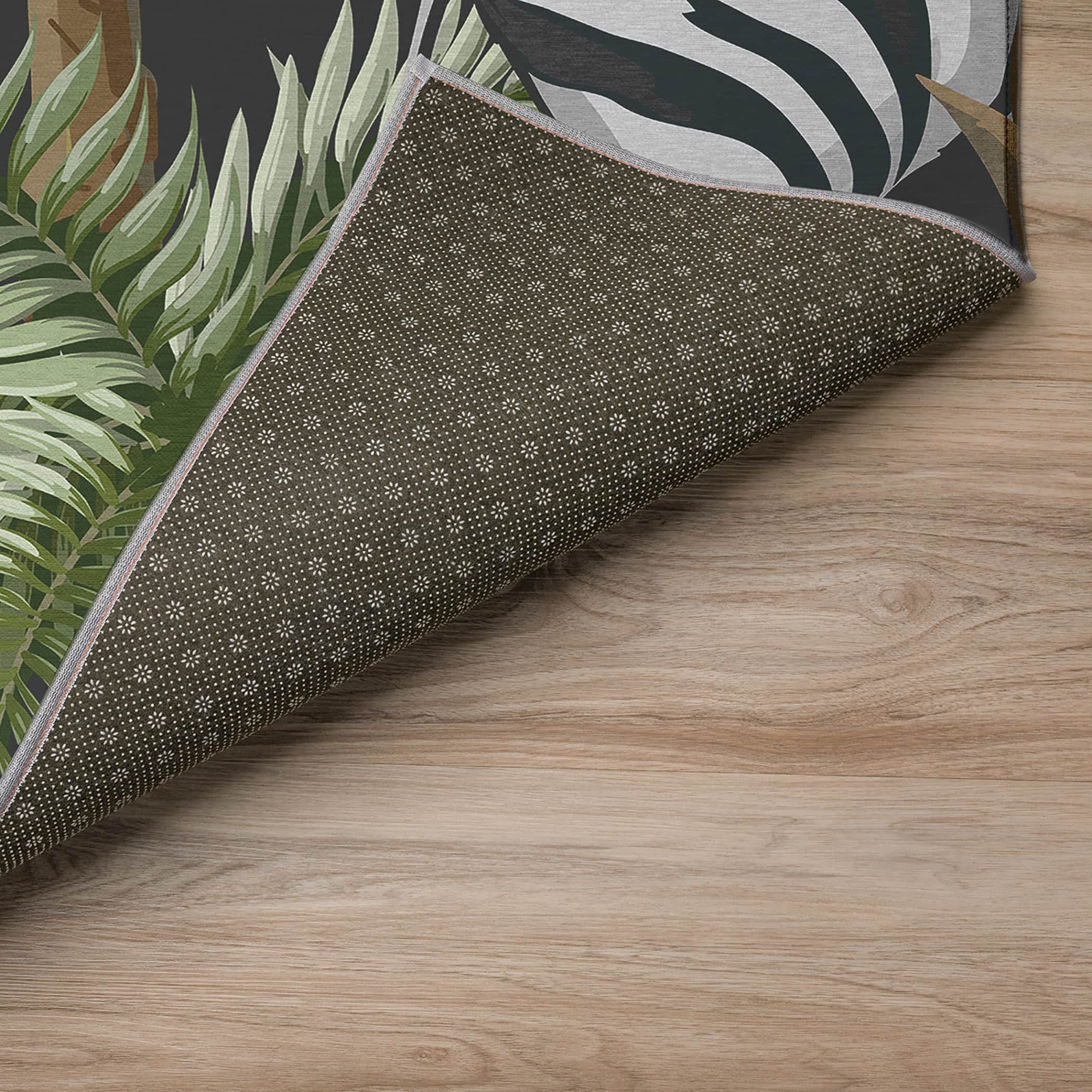 Luxury Machine Washable Indoor/Outdoor Tropical TC13 Black Rug 1'8" x 2'6" #shape_Rectangle