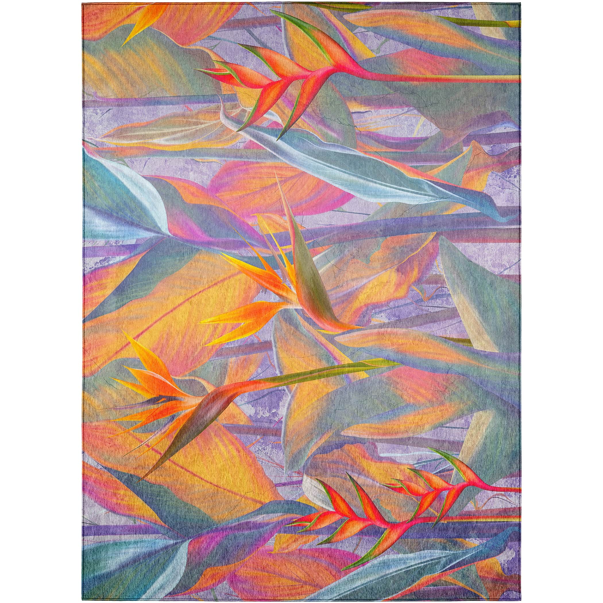Luxury Machine Washable Indoor/Outdoor Tropical TC14 Passion Multi Rug 2'6" x 3'10" #shape_Rectangle