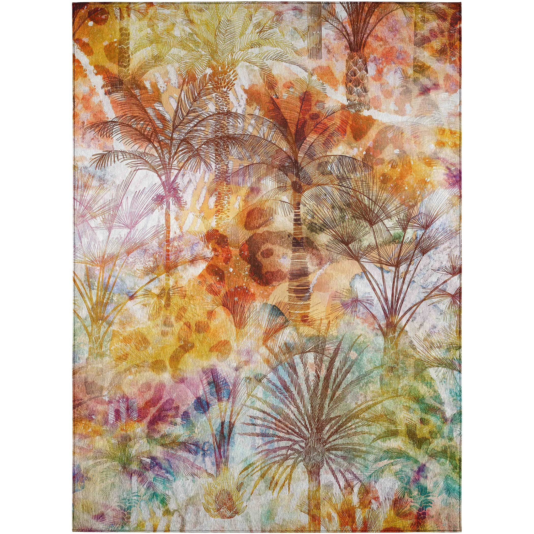 Luxury Machine Washable Indoor/Outdoor Tropical TC15 Salmon Multi Rug 2'6" x 3'10" #shape_Rectangle
