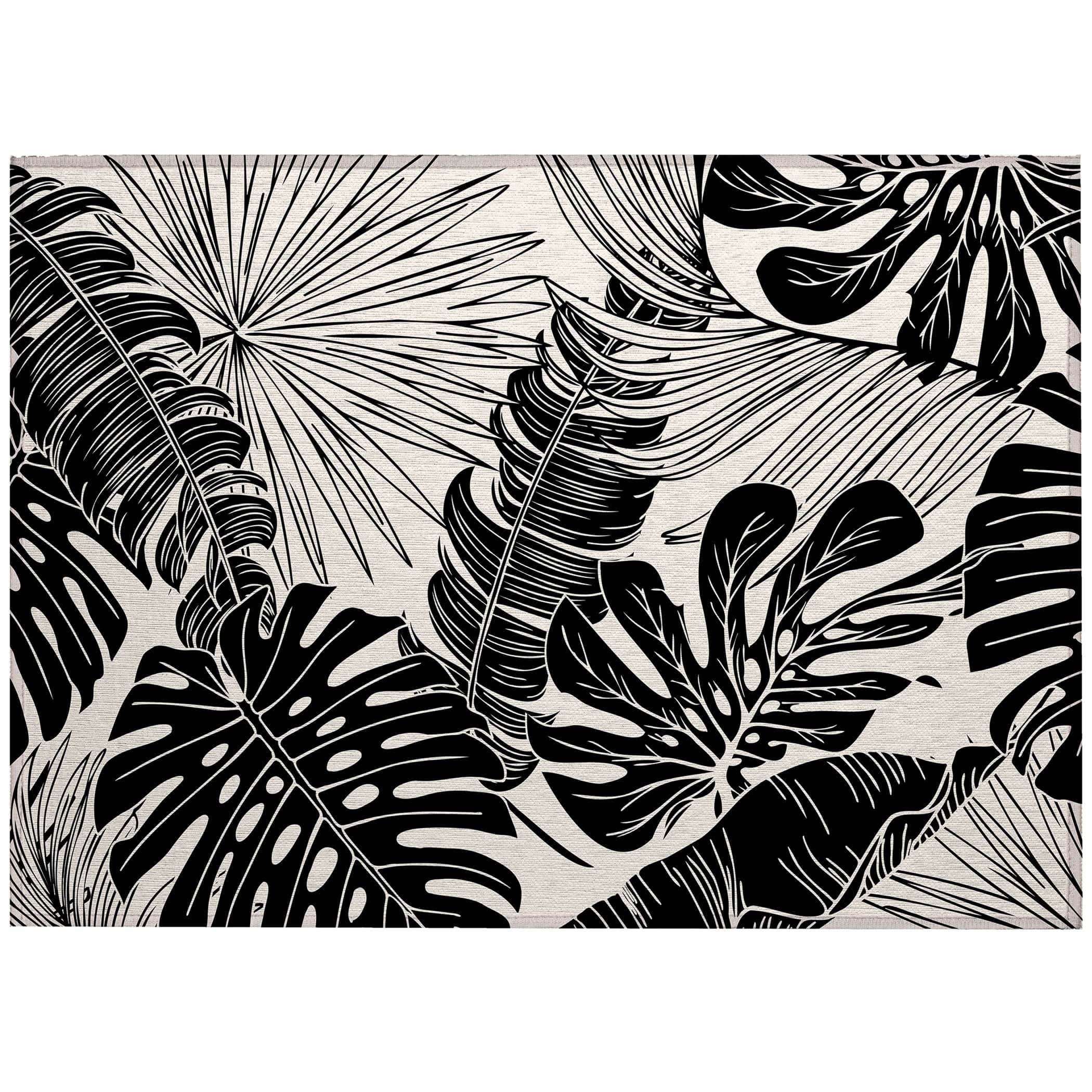 Luxury Machine Washable Indoor/Outdoor Tropical TC16 Eclipse Black Rug 1'8" x 2'6" #shape_Rectangle
