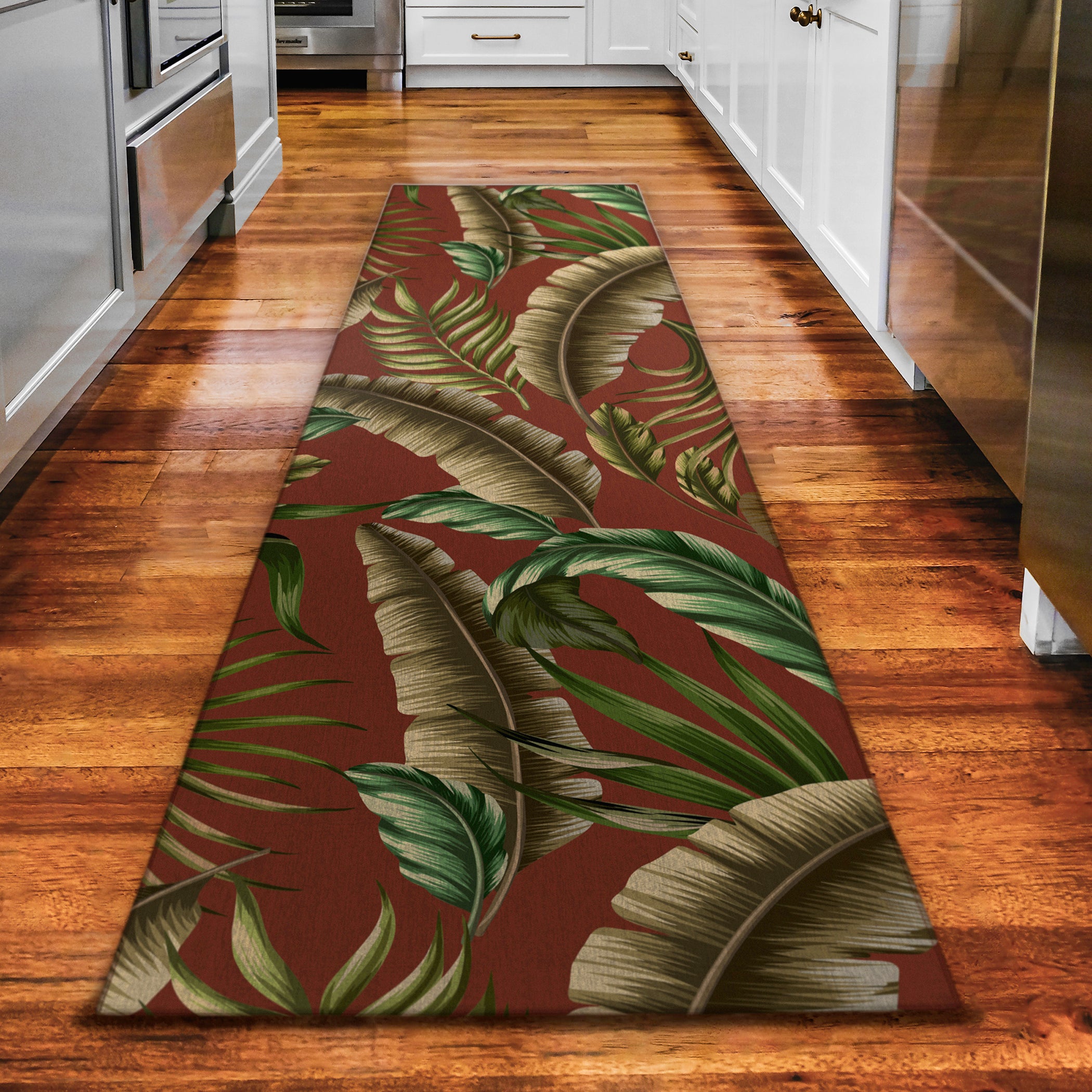 Luxury Machine Washable Indoor/Outdoor Tropical TC1 Paprika Red Rug 2'3" x 7'6" #shape_Runner