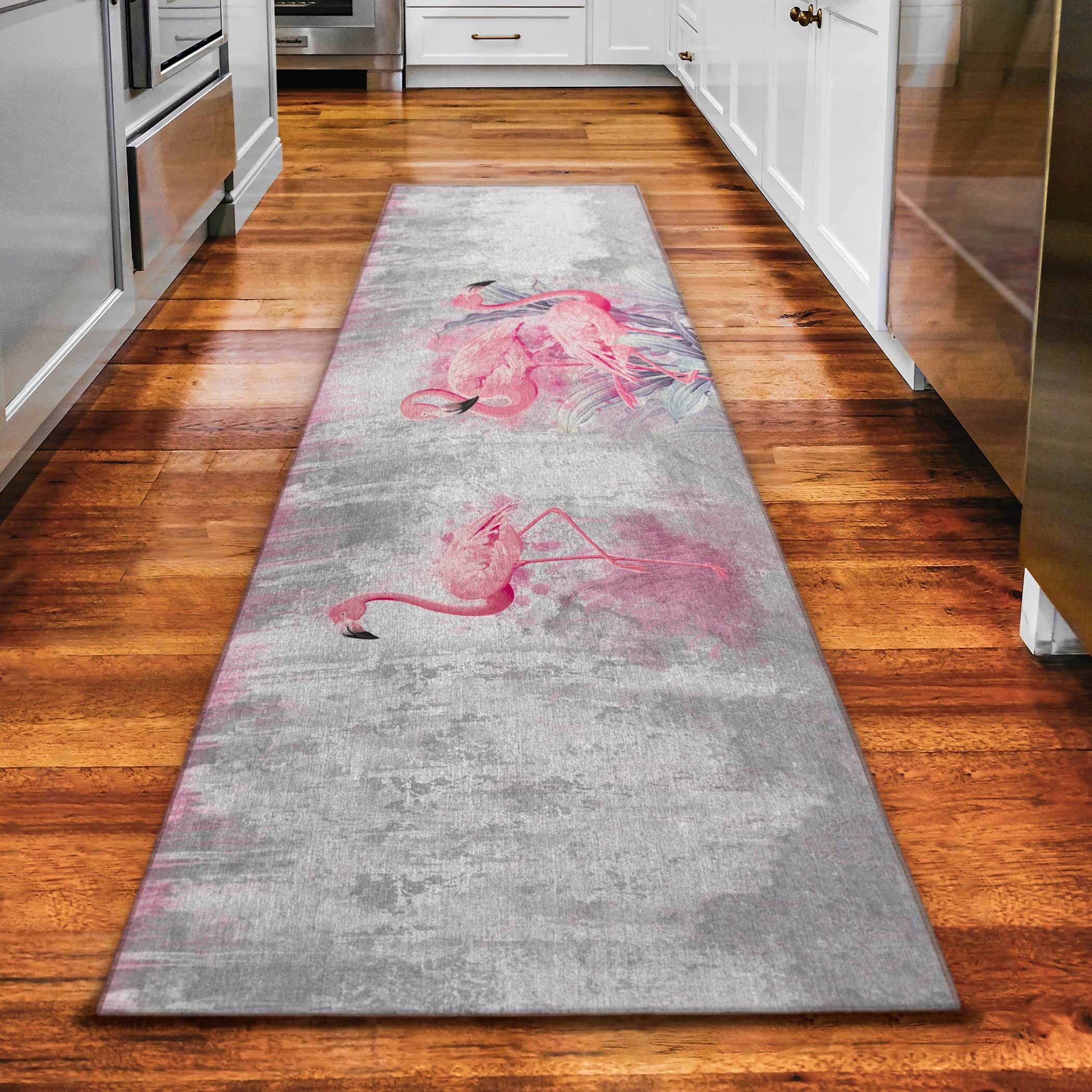 Luxury Machine Washable Indoor/Outdoor Tropical TC2 Silver Gray Rug 2'3" x 7'6" #shape_Runner