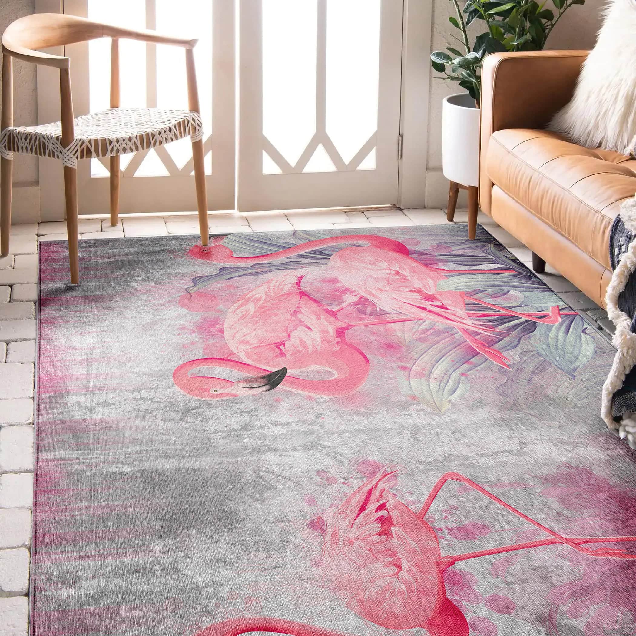 Luxury Machine Washable Indoor/Outdoor Tropical TC2 Silver Gray Rug 2'6" x 3'10" #shape_Rectangle