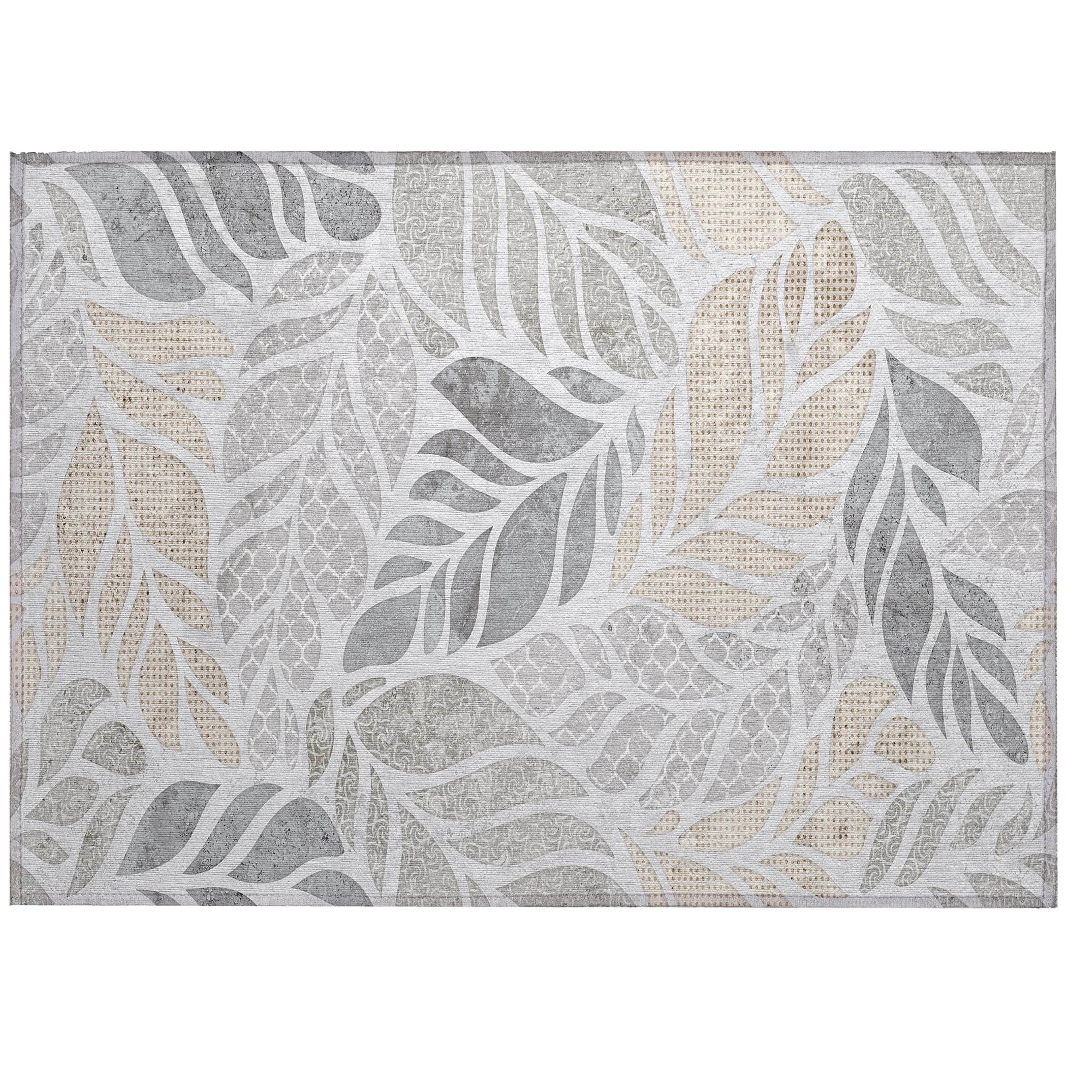 Luxury Machine Washable Indoor/Outdoor Tropical TC3 Gray Rug 1'8" x 2'6" #shape_Rectangle