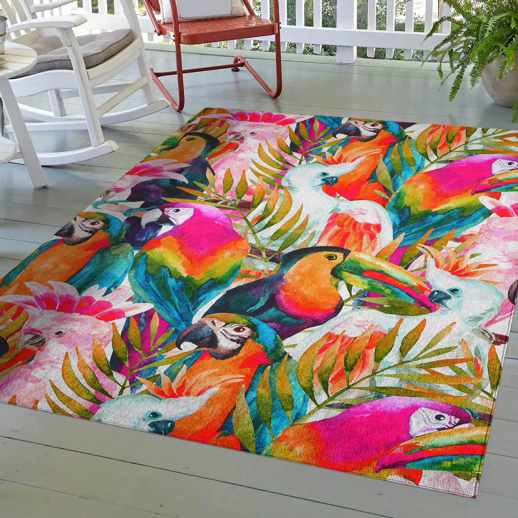 Luxury Machine Washable Indoor/Outdoor Tropical TC5 Confetti Multi Rug 2'6" x 3'10" #shape_Rectangle