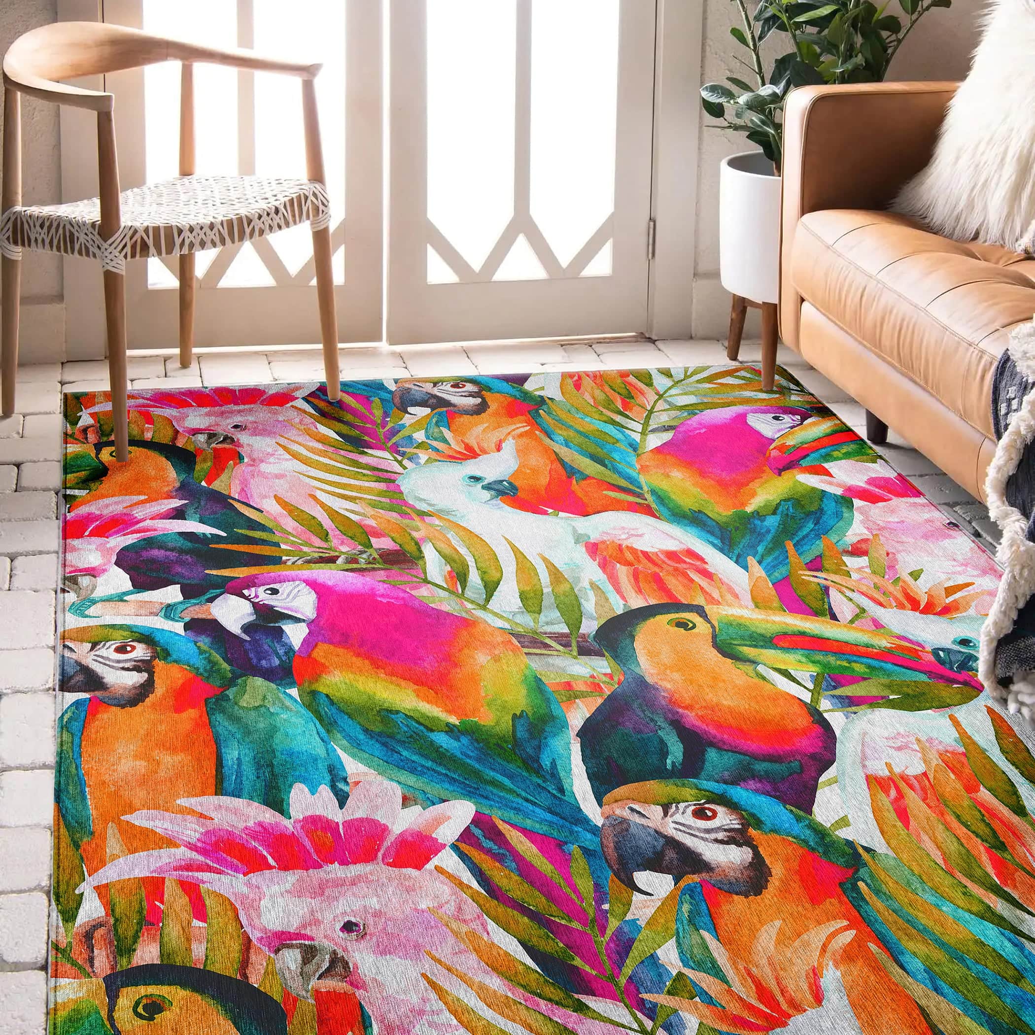 Luxury Machine Washable Indoor/Outdoor Tropical TC5 Confetti Multi Rug 2'6" x 3'10" #shape_Rectangle