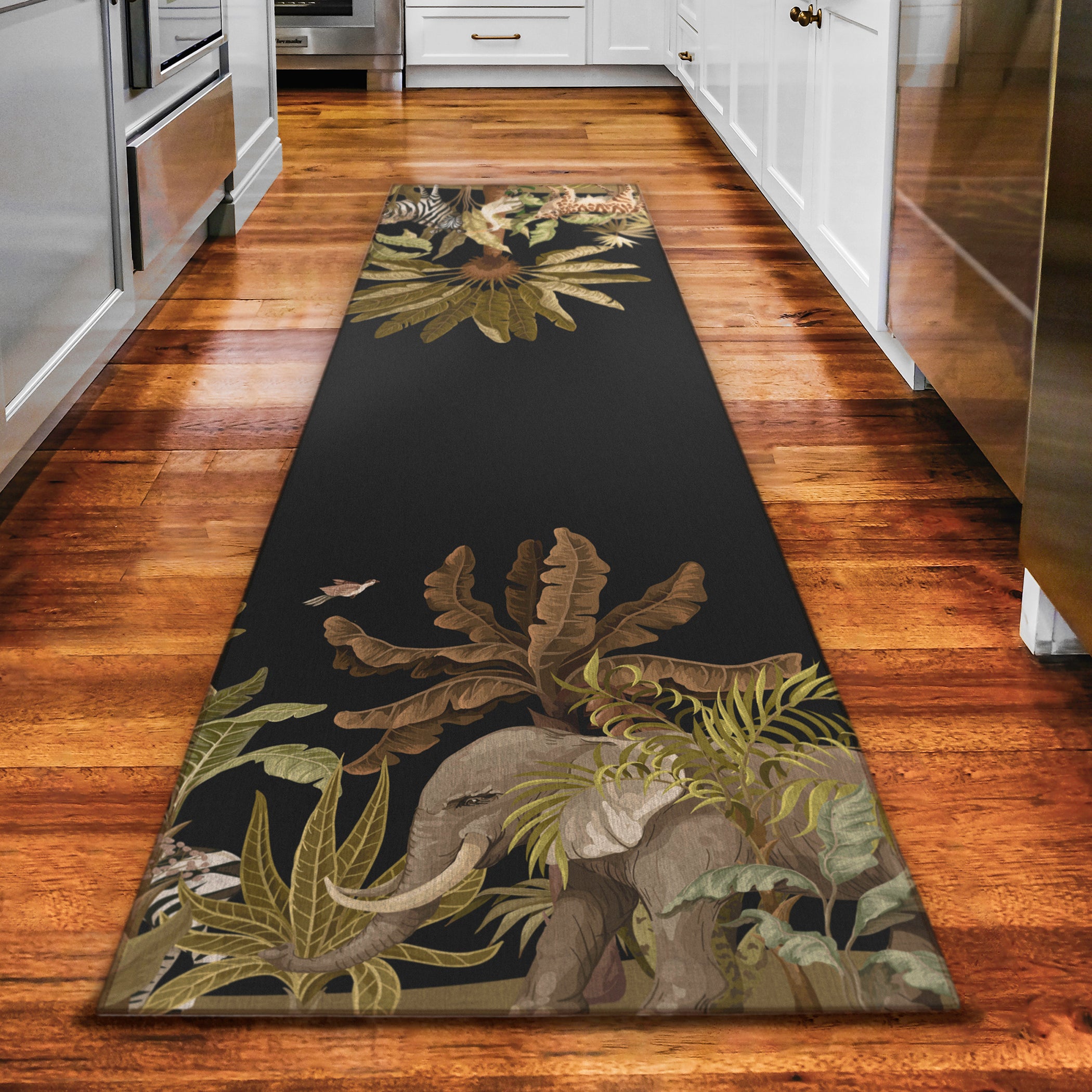 Luxury Machine Washable Indoor/Outdoor Tropical TC8 Black Rug 2'3" x 7'6" #shape_Runner