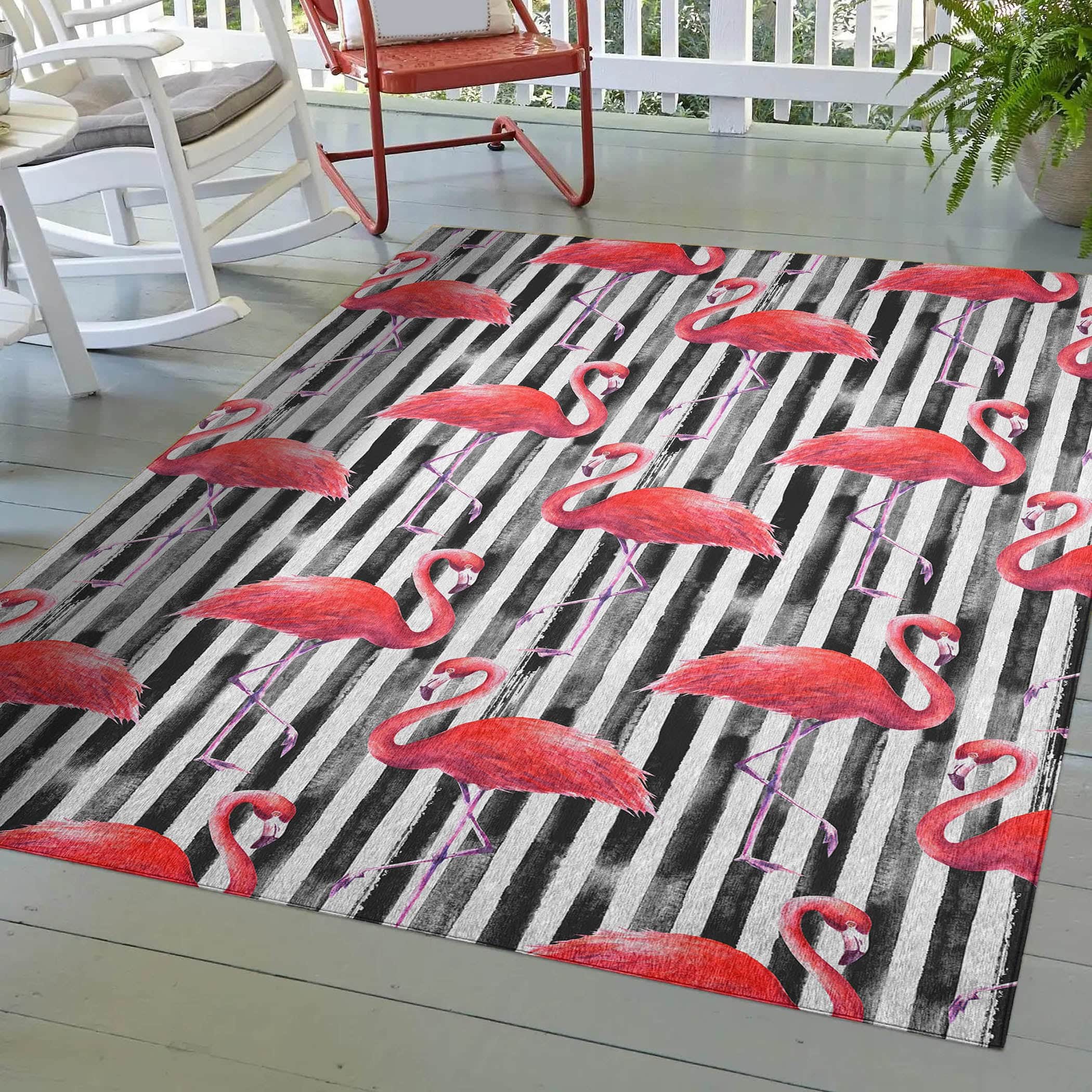 Luxury Machine Washable Indoor/Outdoor Tropical TC9 Black Rug 2'6" x 3'10" #shape_Rectangle