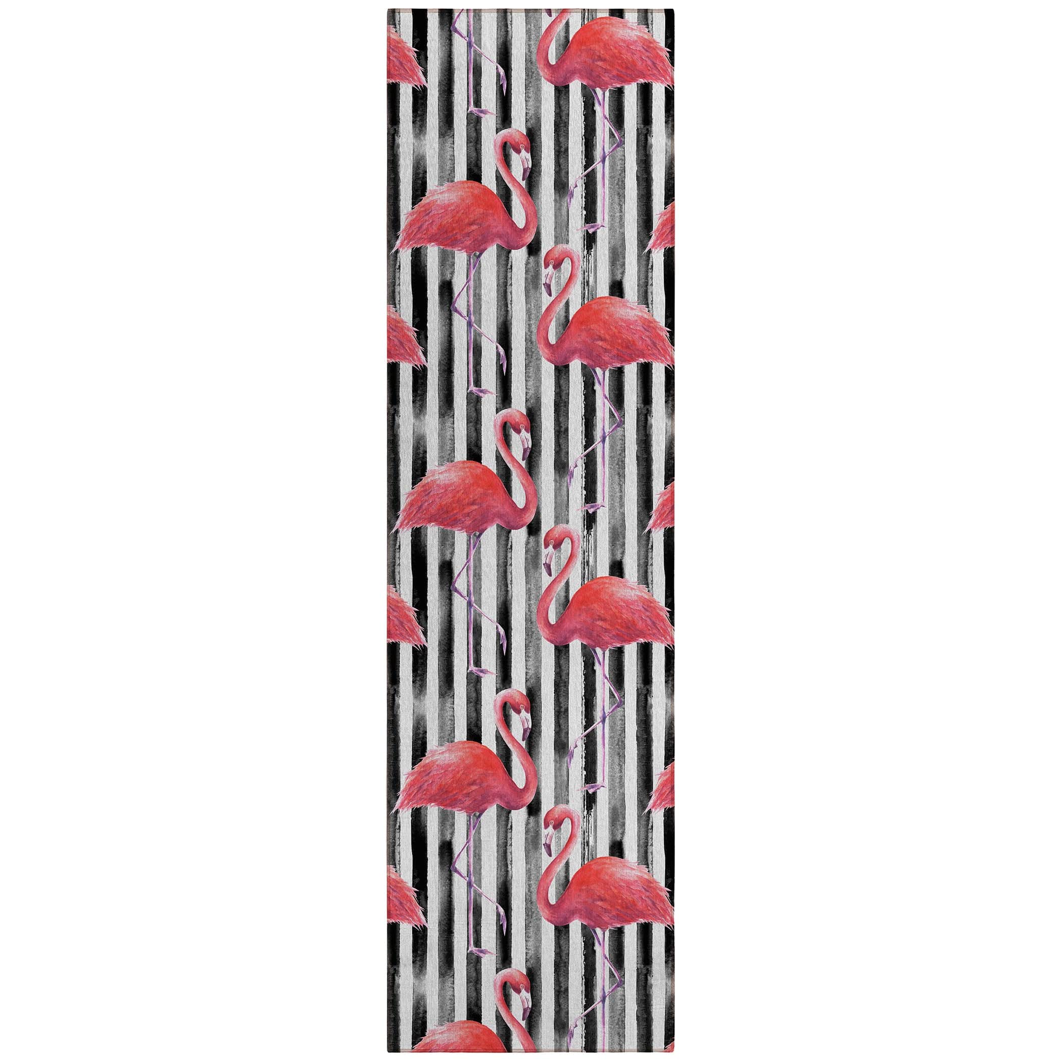 Luxury Machine Washable Indoor/Outdoor Tropical TC9 Black Rug 2'3" x 7'6" #shape_Runner