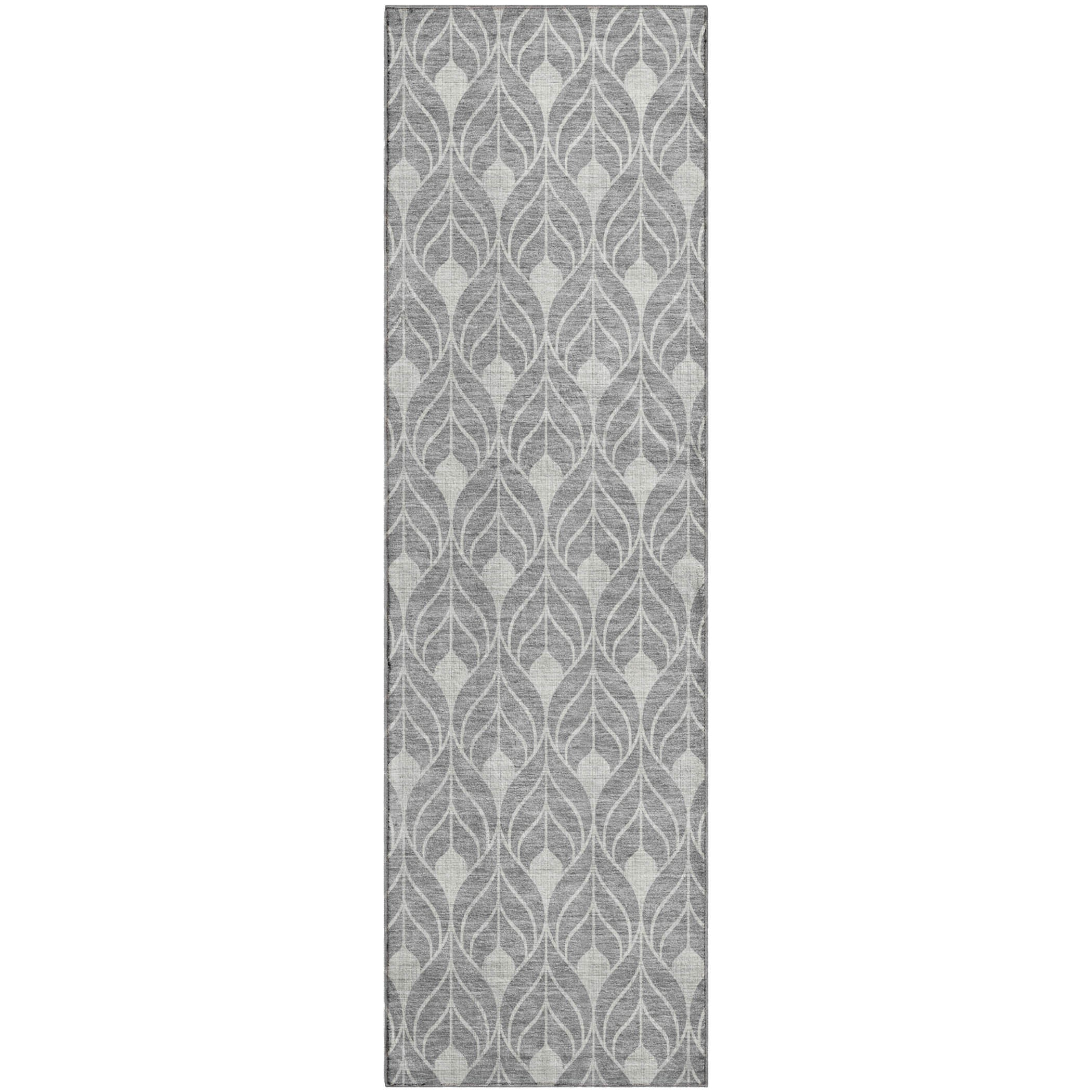 Luxury Washable Indoor/Outdoor Geometric TR10 Gray Rug 2'3" x 7'6" #shape_Runner