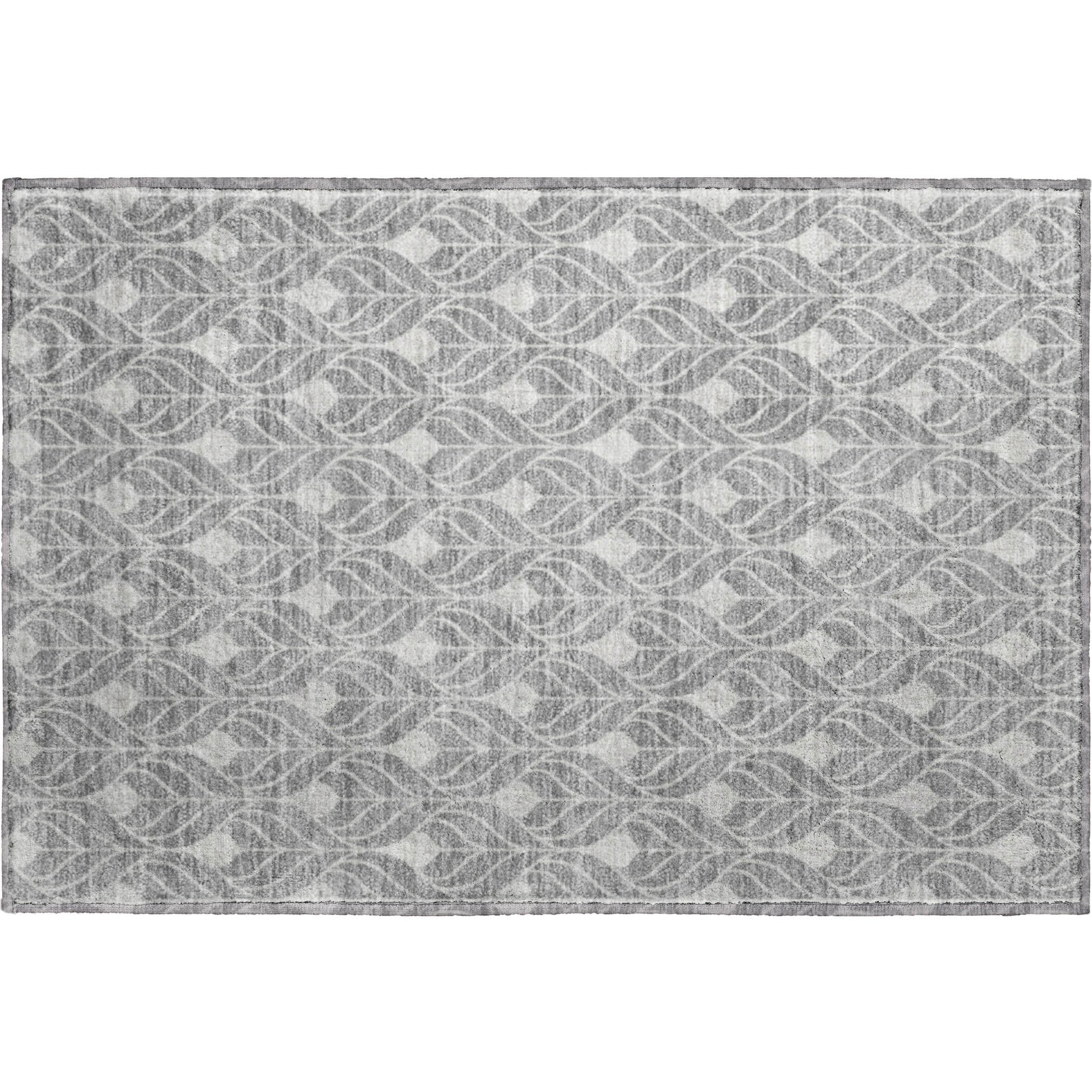 Luxury Washable Indoor/Outdoor Geometric TR10 Gray Rug 1'8" x 2'6" #shape_Rectangle