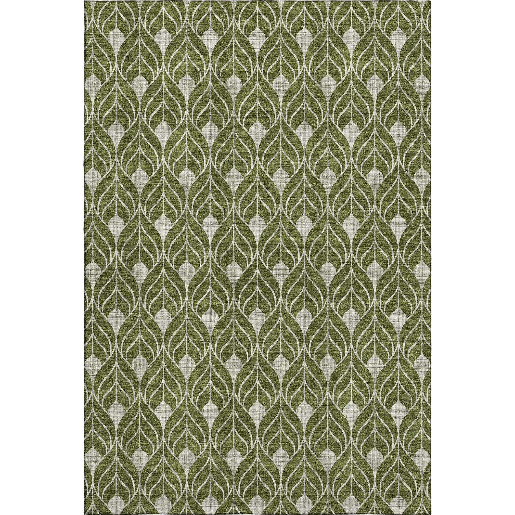 Luxury Washable Indoor/Outdoor Geometric TR10 Olive Green Rug 2'6" x 3'10" #shape_Rectangle