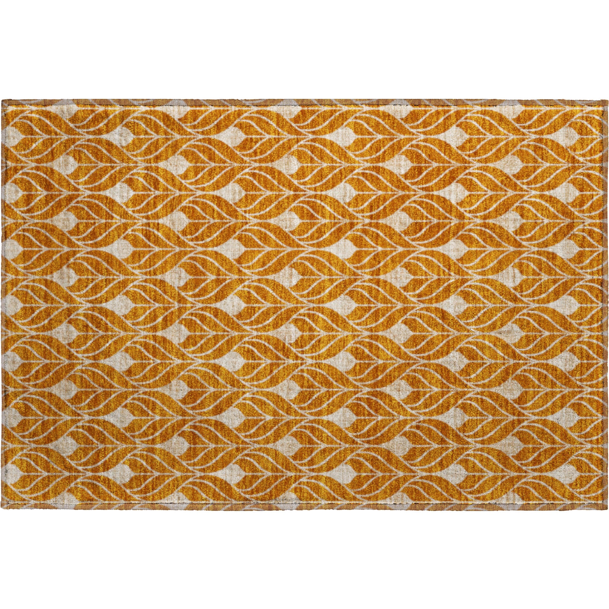 Luxury Washable Indoor/Outdoor Geometric TR10 Terracotta Orange Rug 1'8" x 2'6" #shape_Rectangle