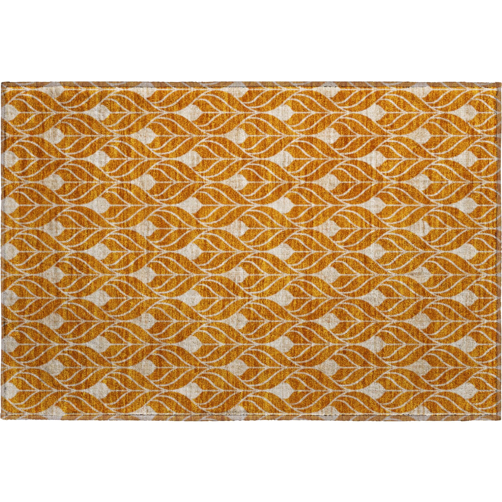 Luxury Washable Indoor/Outdoor Geometric TR10 Terracotta Orange Rug 1'8" x 2'6" #shape_Rectangle