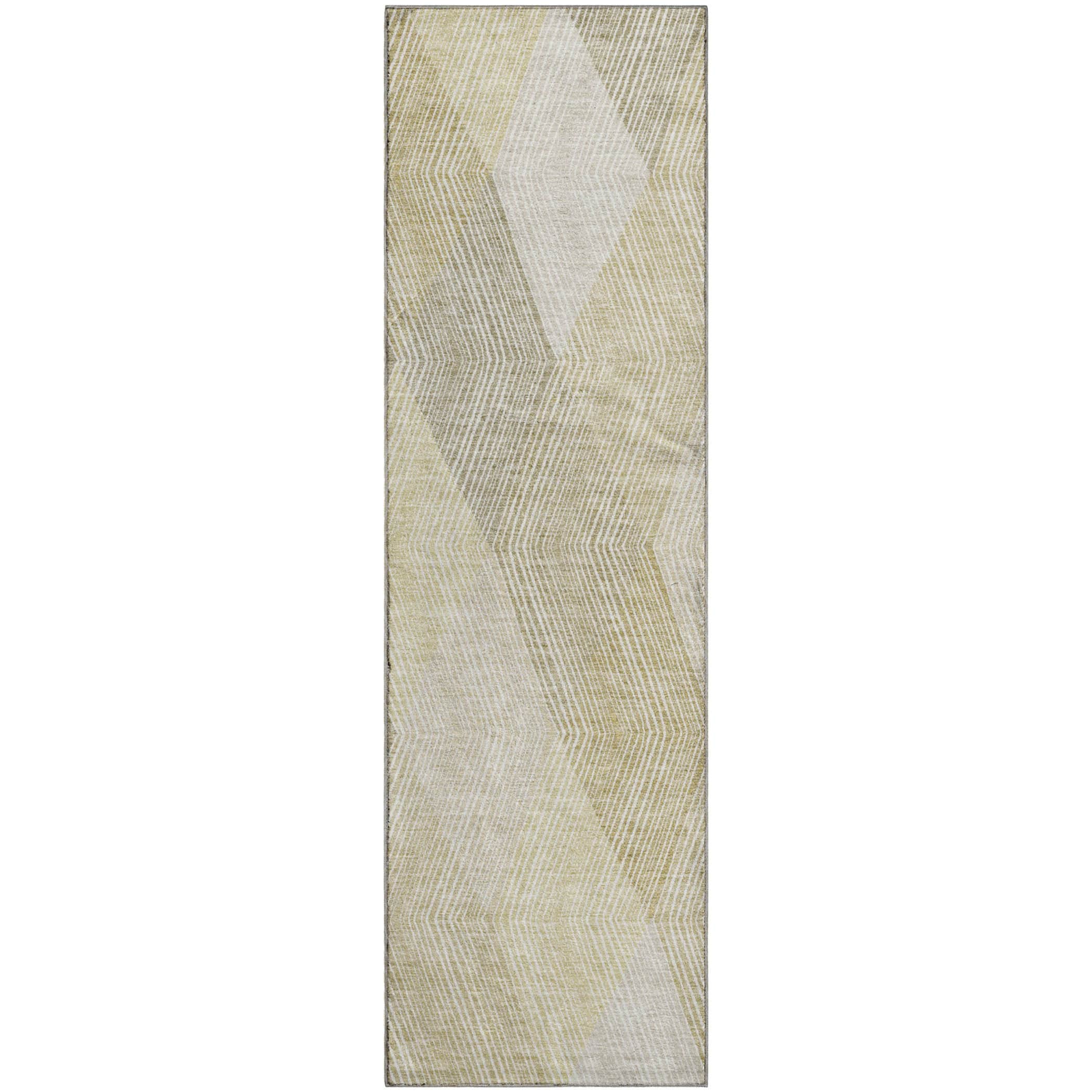Luxury Washable Indoor/Outdoor Geometric TR11 Beige Brown Rug 2'3" x 7'6" #shape_Runner