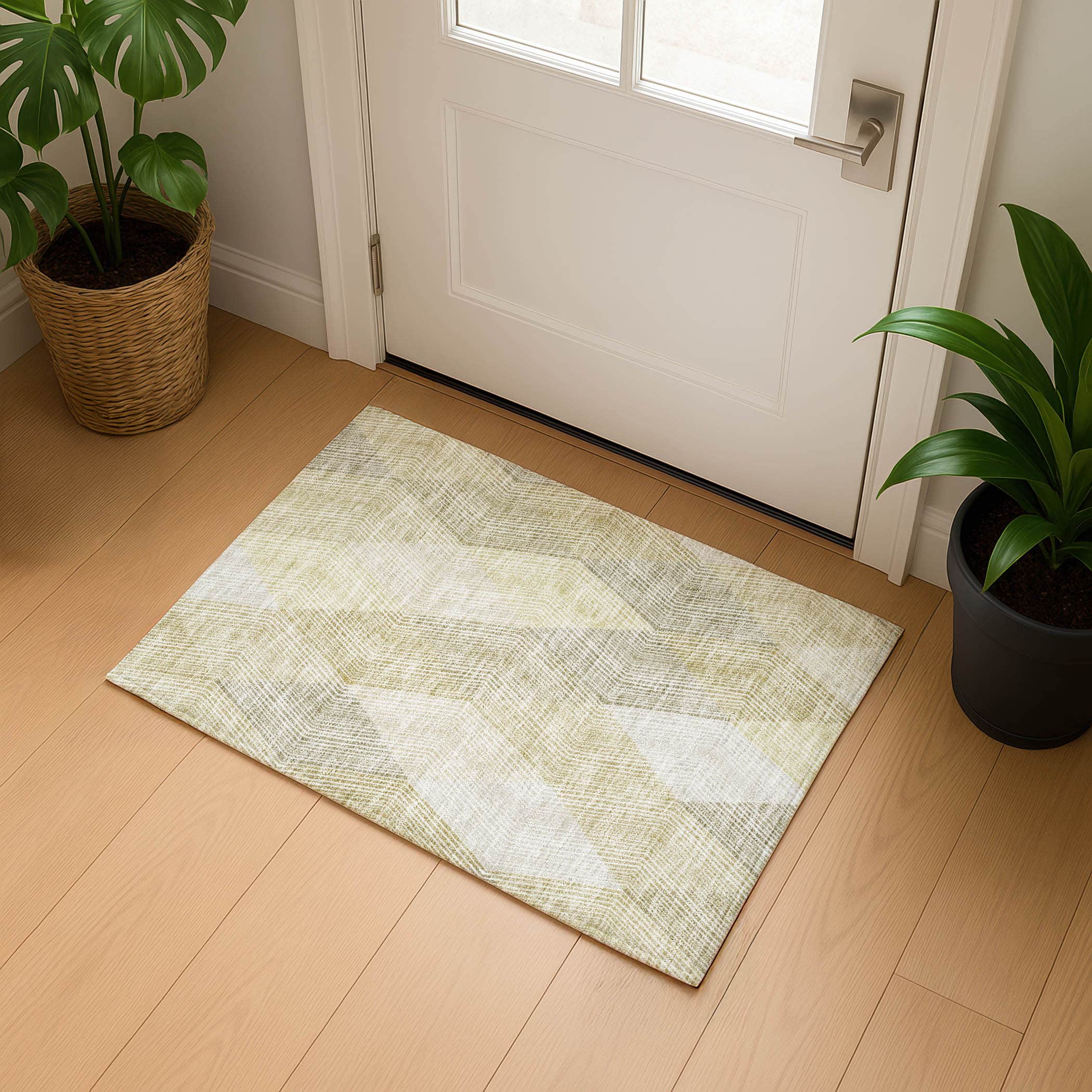 Luxury Washable Indoor/Outdoor Geometric TR11 Beige Brown Rug 1'8" x 2'6" #shape_Rectangle