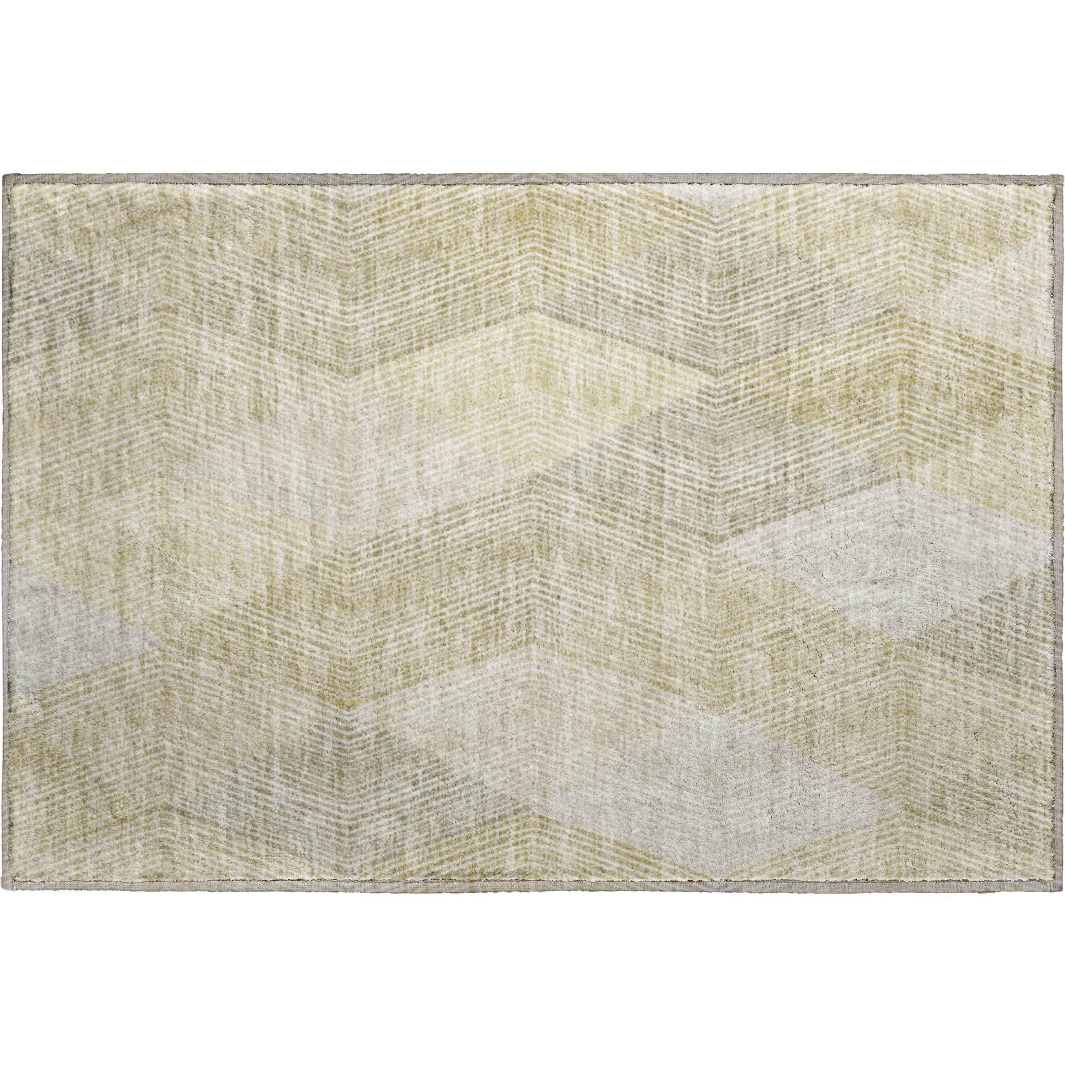 Luxury Washable Indoor/Outdoor Geometric TR11 Beige Brown Rug 1'8" x 2'6" #shape_Rectangle