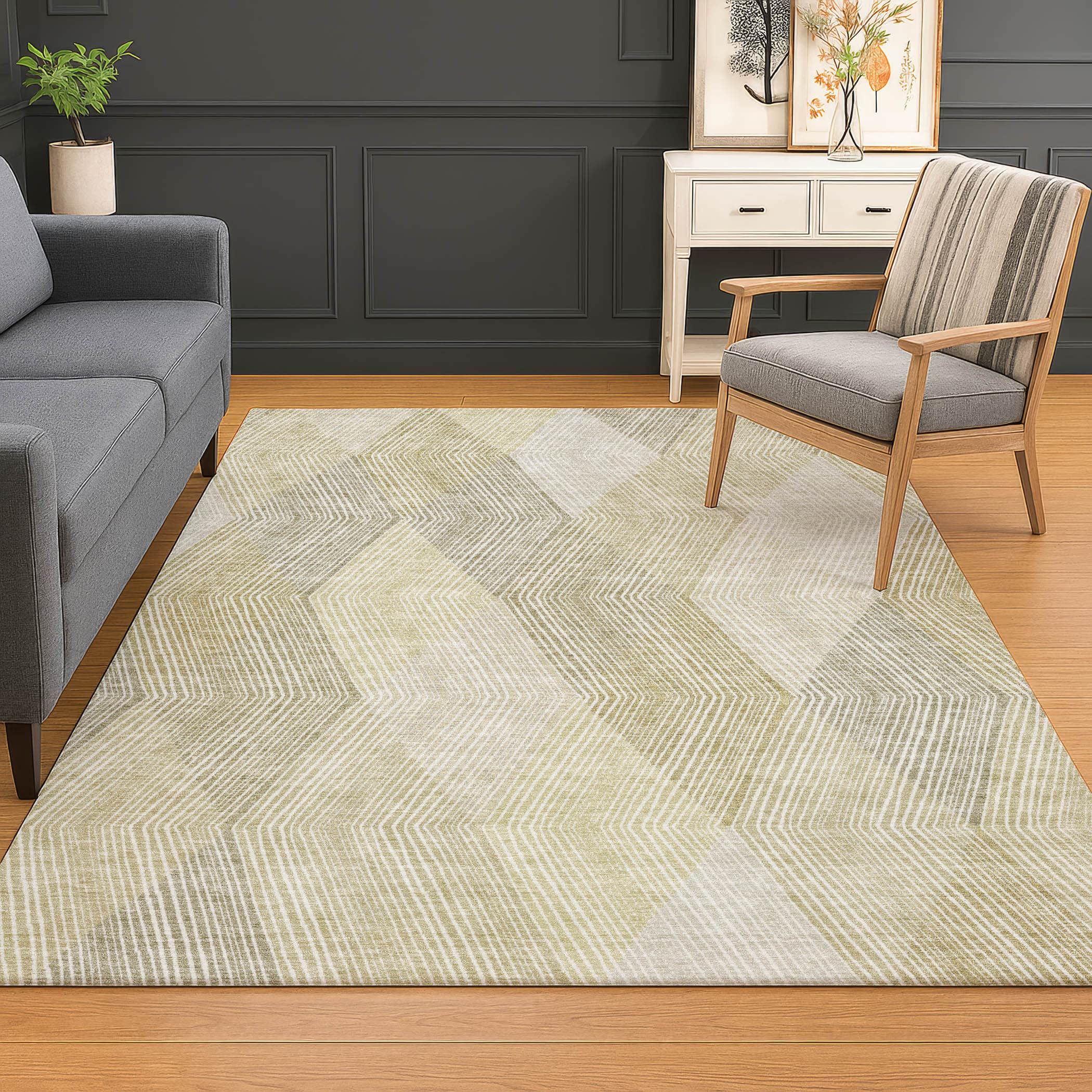 Luxury Washable Indoor/Outdoor Geometric TR11 Beige Brown Rug 2'6" x 3'10" #shape_Rectangle