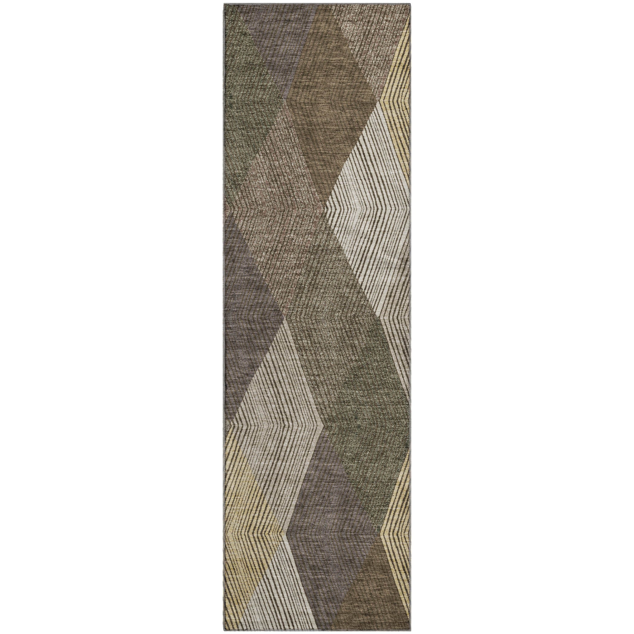 Luxury Washable Indoor/Outdoor Geometric TR11 Brown Rug 2'3" x 7'6" #shape_Runner