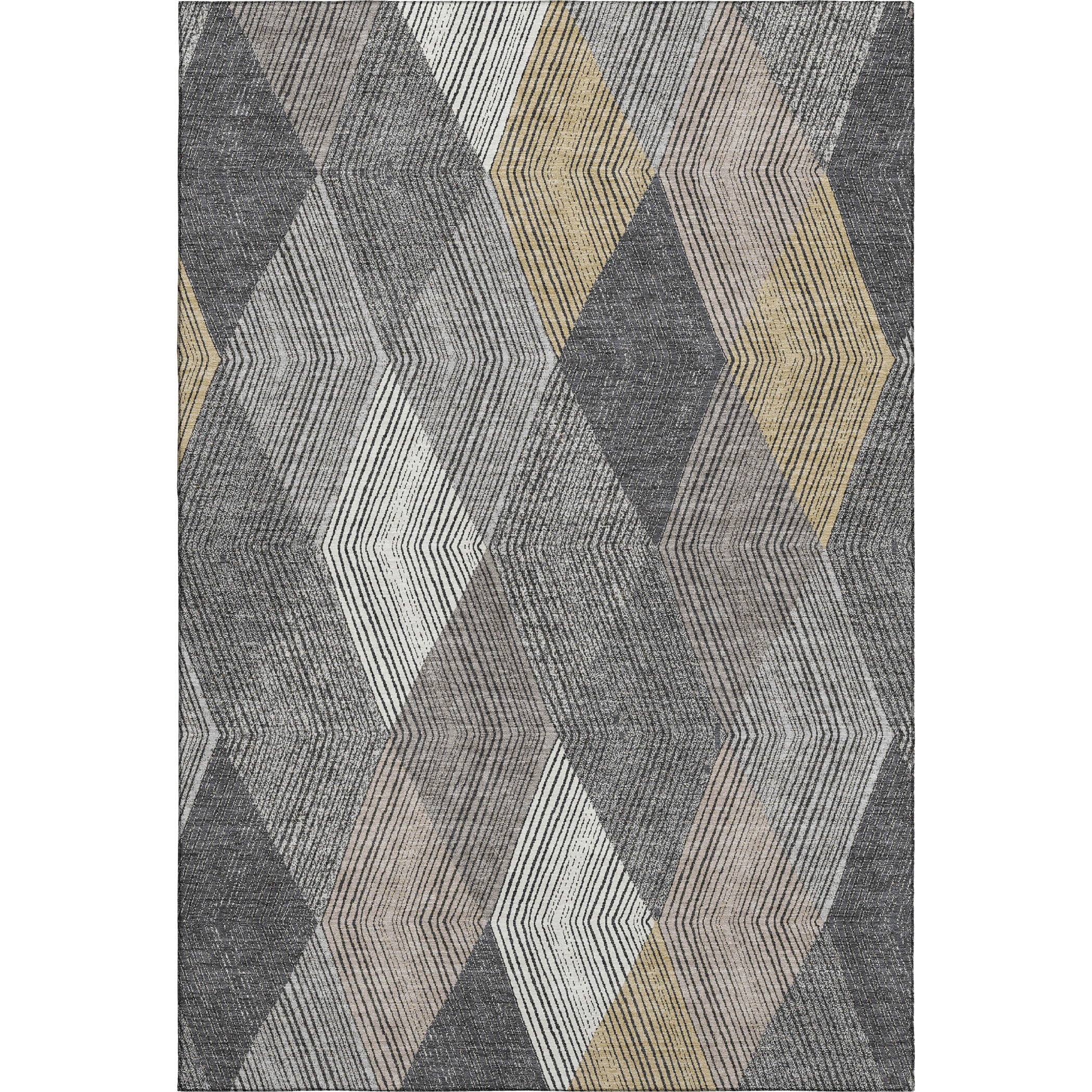 Luxury Washable Indoor/Outdoor Geometric TR11 Charcoal Gray Rug 2'6" x 3'10" #shape_Rectangle