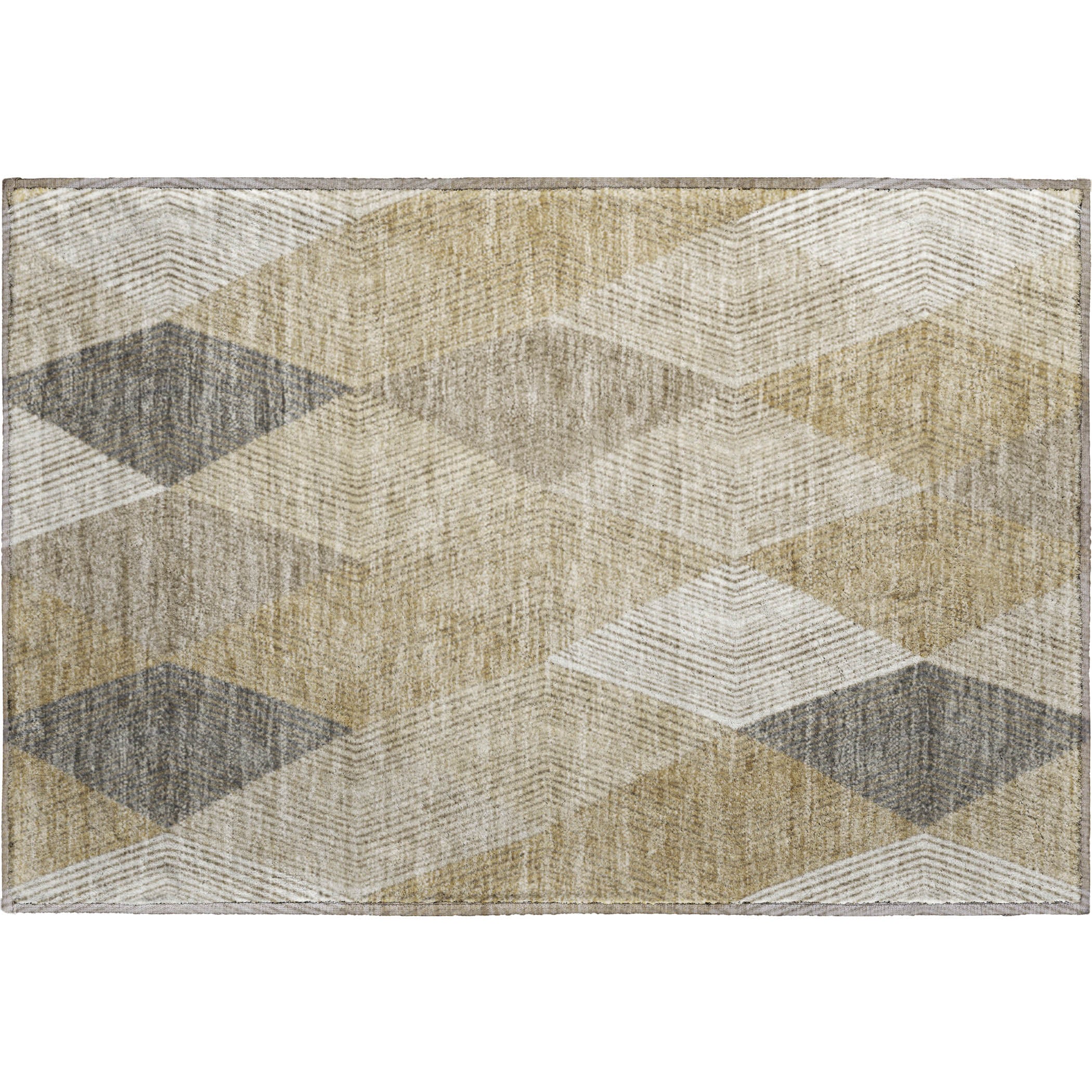 Luxury Washable Indoor/Outdoor Geometric TR11 Wheat Gold Rug 1'8" x 2'6" #shape_Rectangle